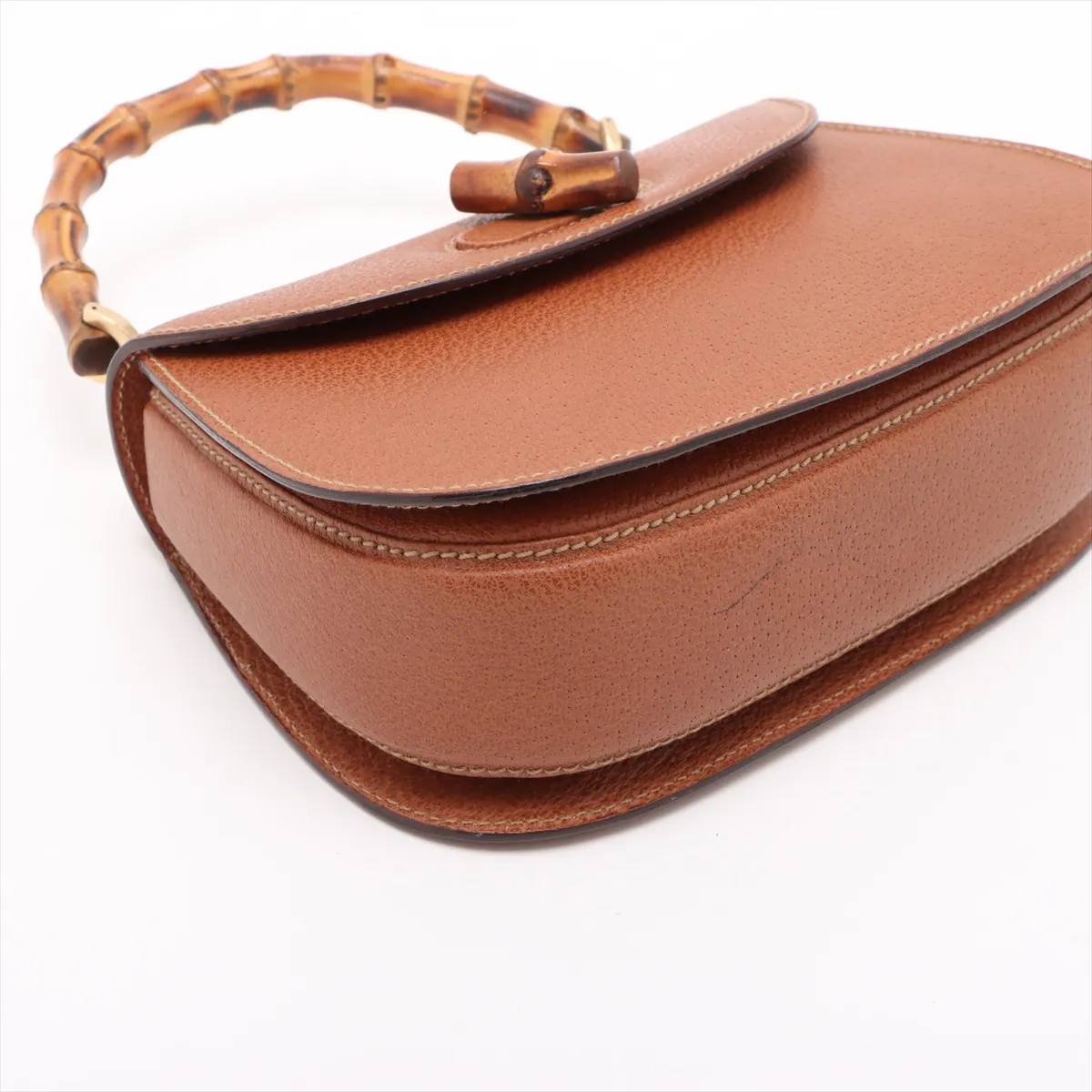 Old Gucci Bamboo Leather 2WAY Handbag Brown — view 4