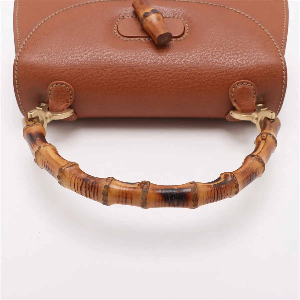 Old Gucci Bamboo Leather 2WAY Handbag Brown — view 5