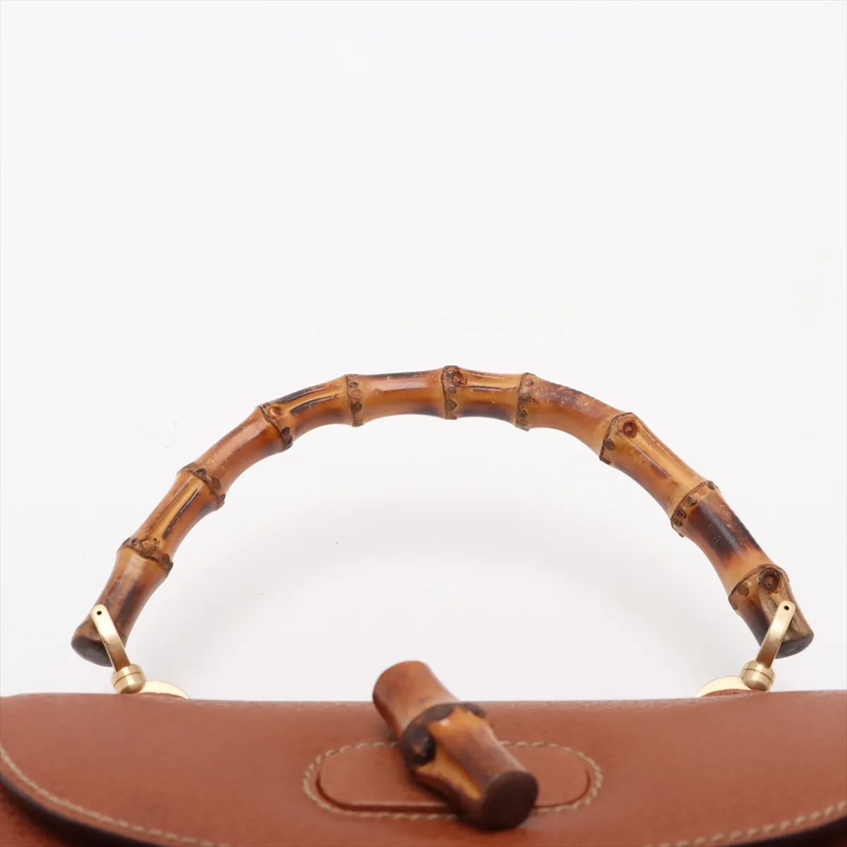 Old Gucci Bamboo Leather 2WAY Handbag Brown — view 6