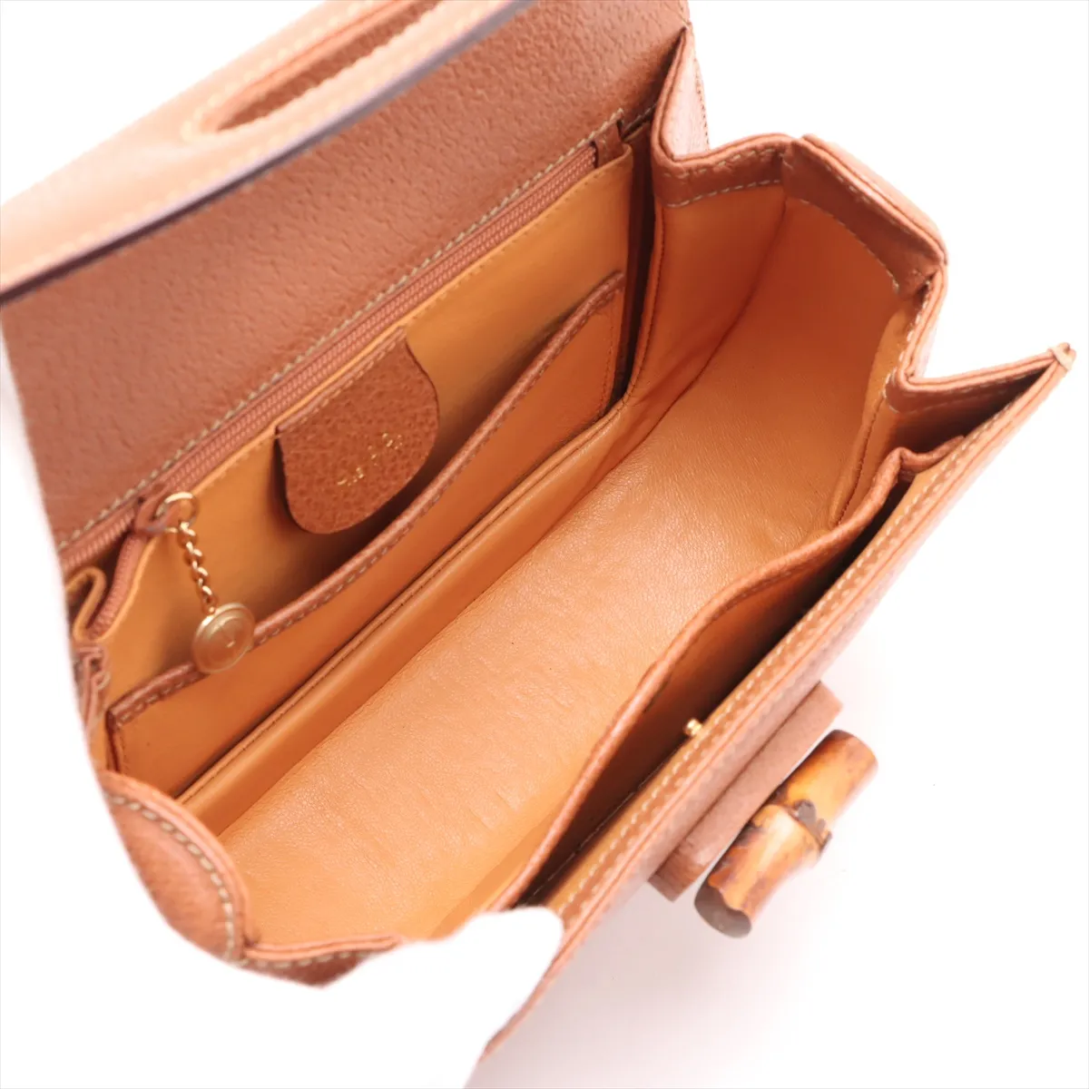 Old Gucci Bamboo Leather 2WAY Handbag Brown — view 8