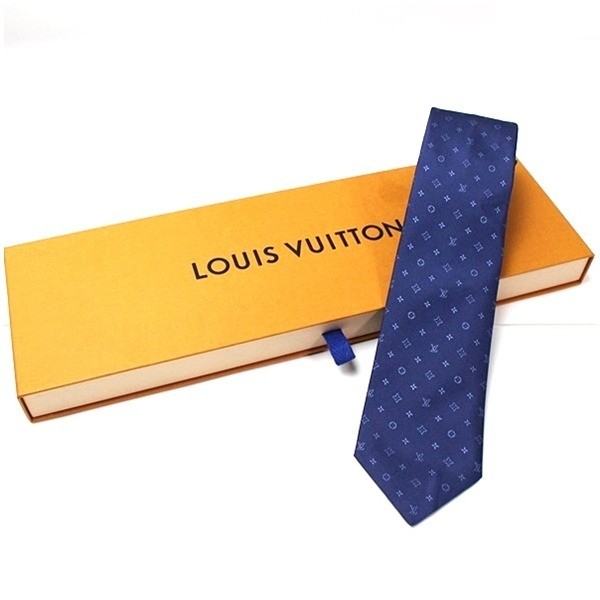 Silk tie, monogram pattern, 8mm wide, MR1221, with box.