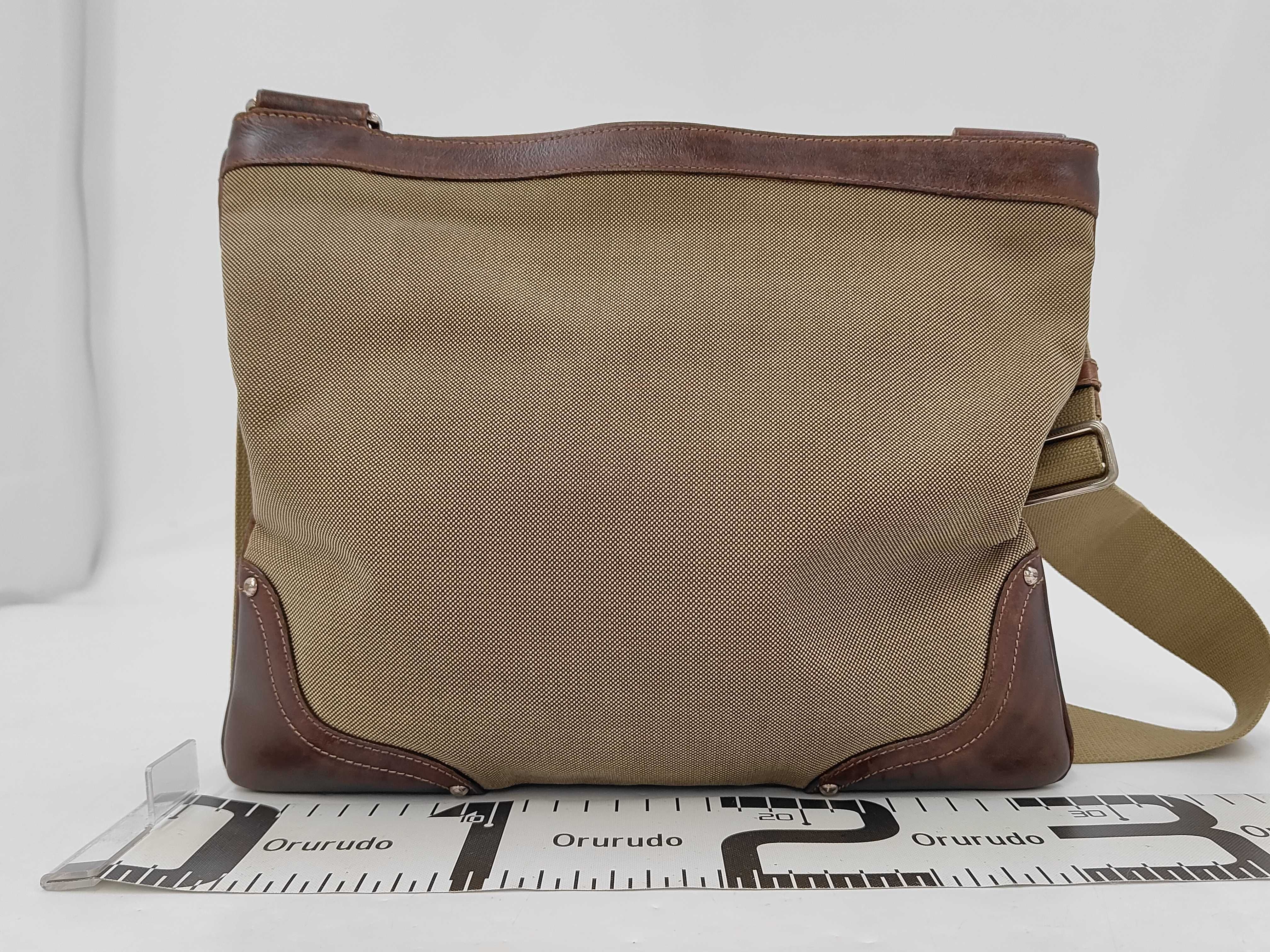 Logo Jacquard Canvas x Leather Brown Shoulder Bag — view 2
