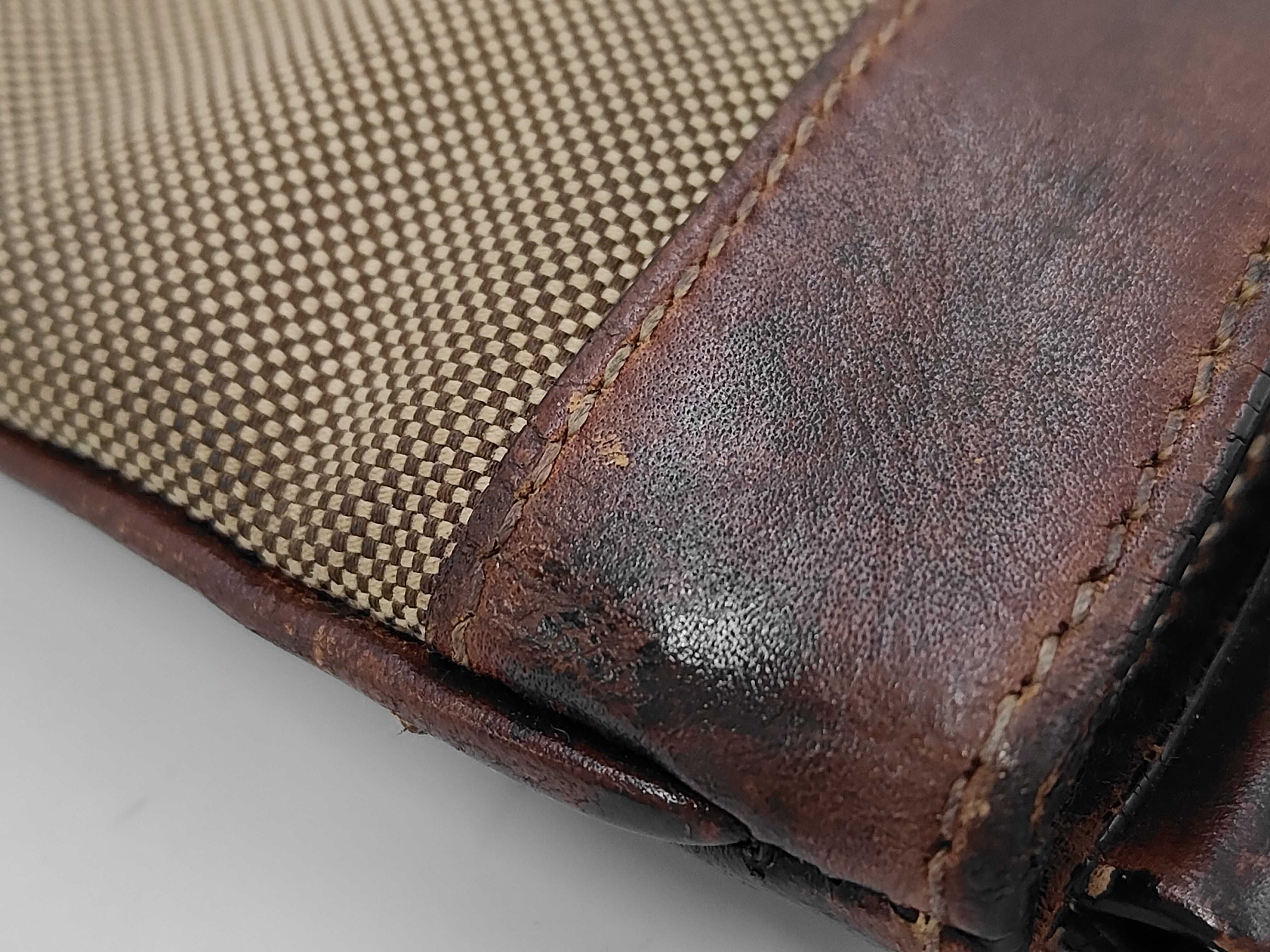 Logo Jacquard Canvas x Leather Brown Shoulder Bag — view 11