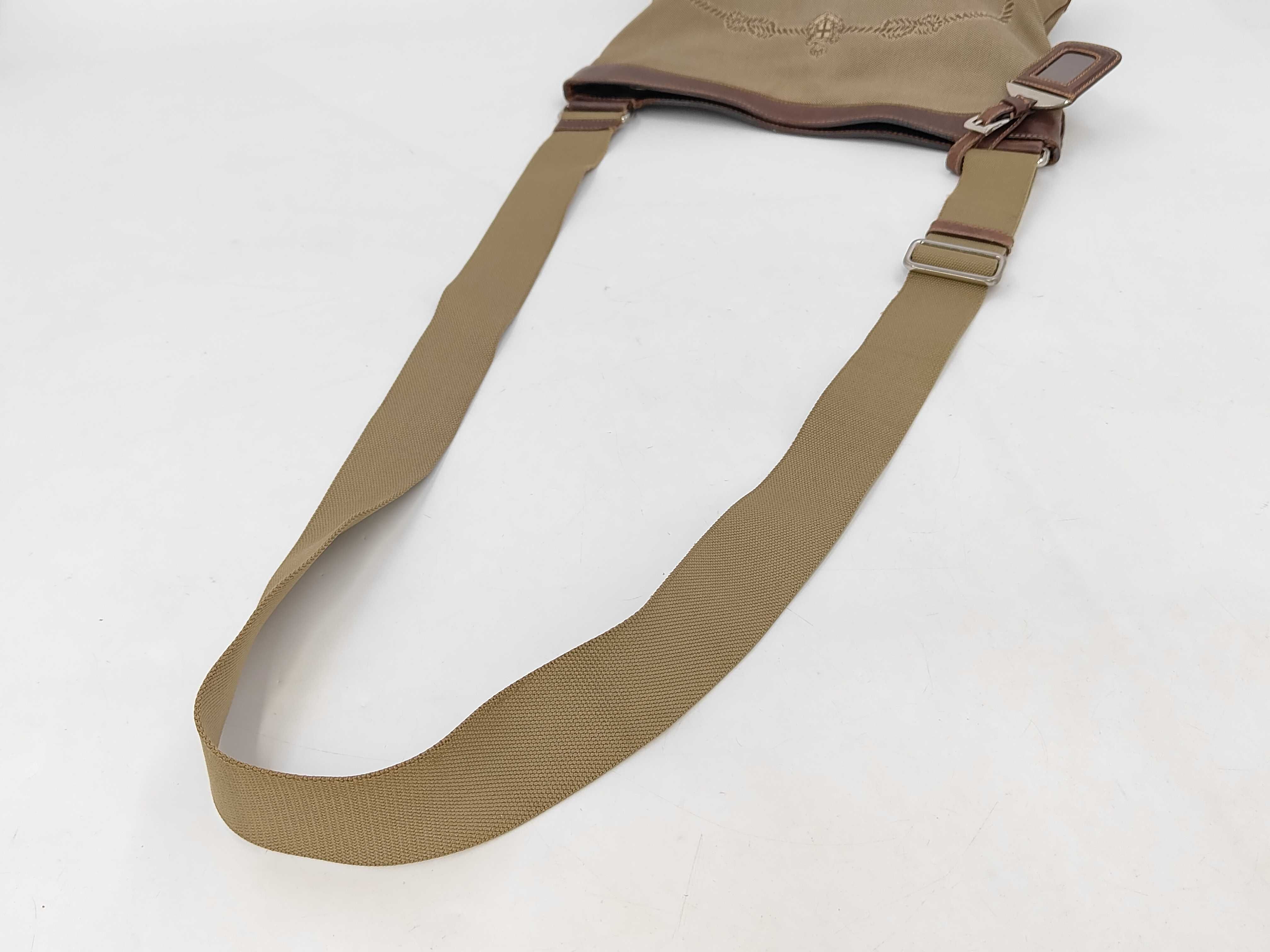 Logo Jacquard Canvas x Leather Brown Shoulder Bag — view 3