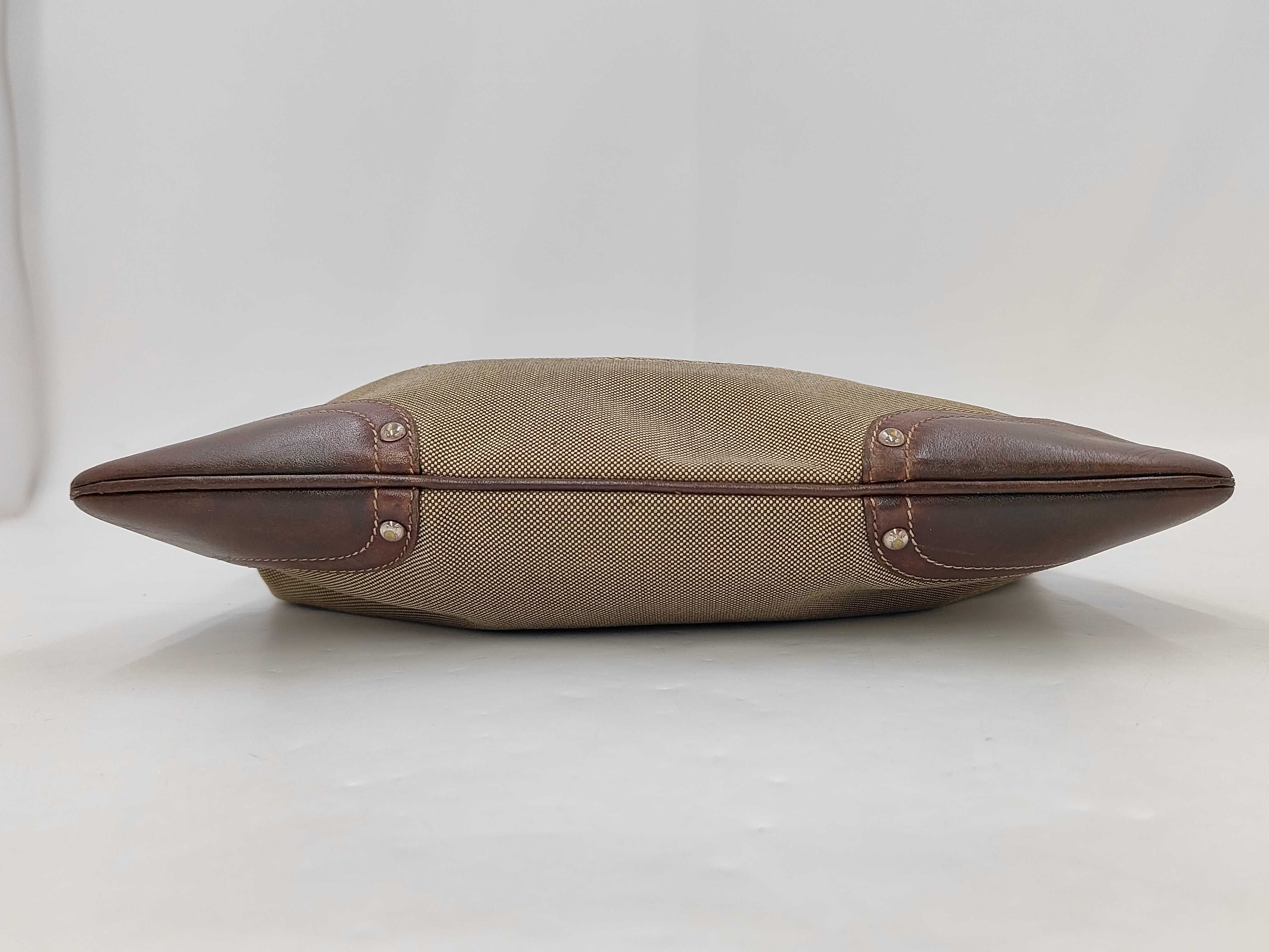 Logo Jacquard Canvas x Leather Brown Shoulder Bag — view 6