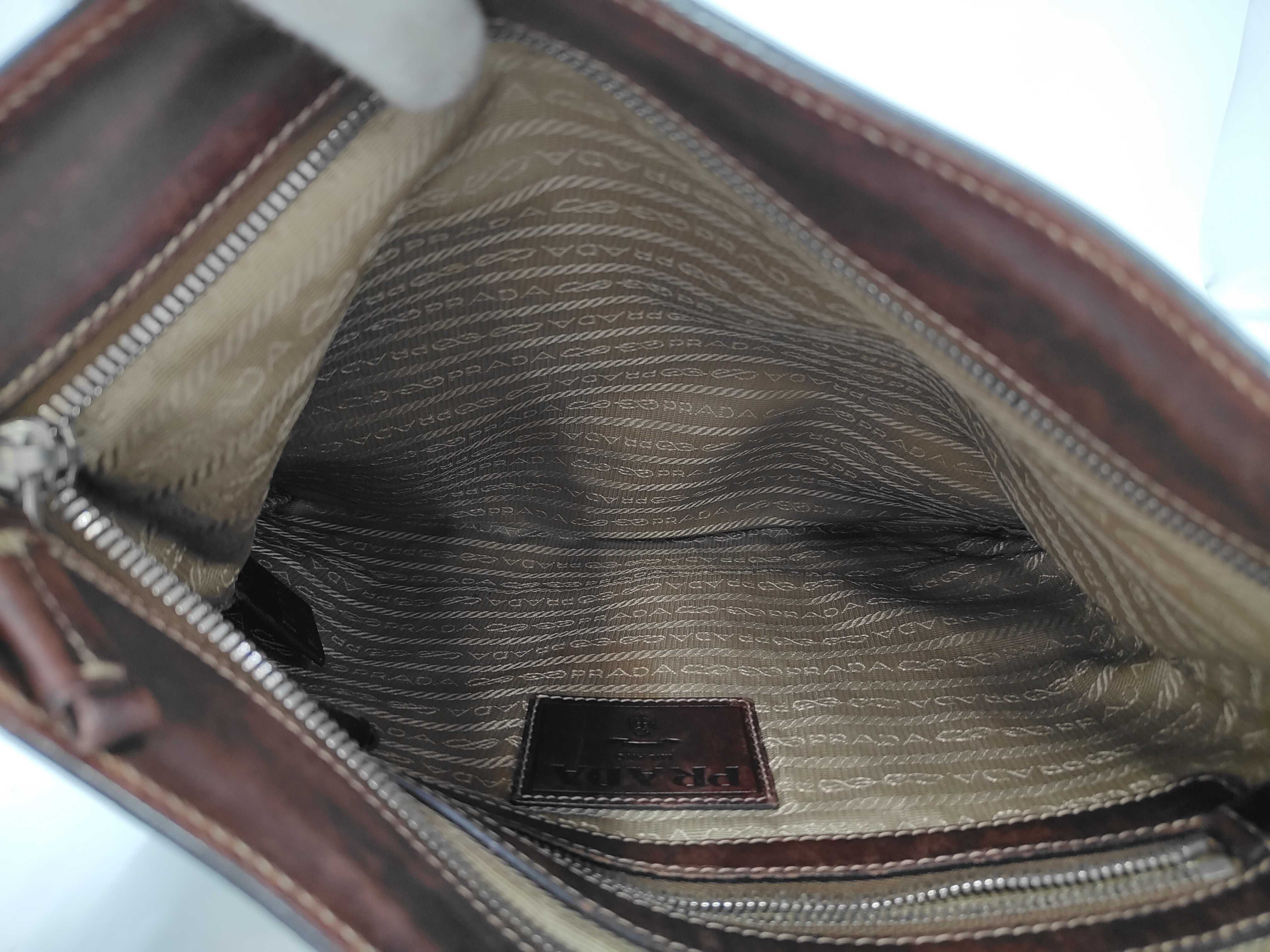 Logo Jacquard Canvas x Leather Brown Shoulder Bag — view 8