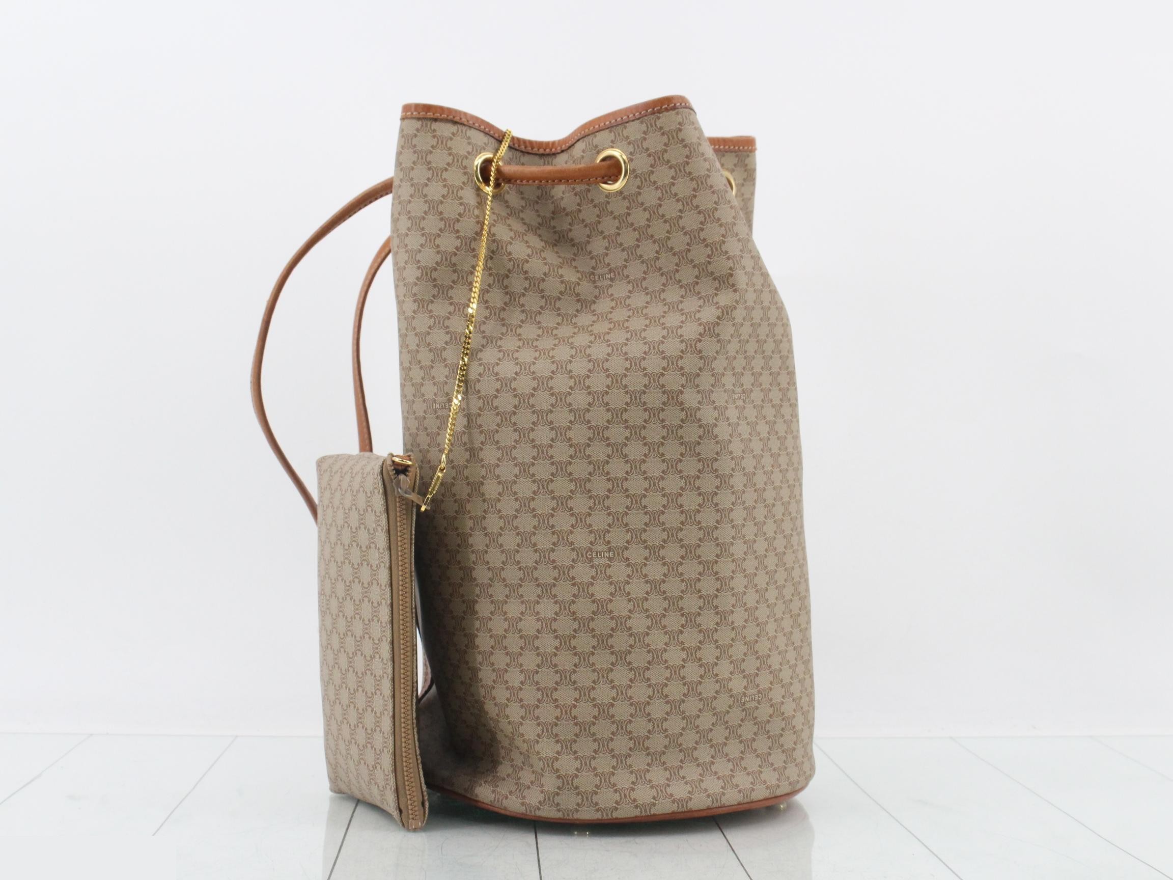 Shoulder bag, drawstring, Macadam pattern, beige — view 4