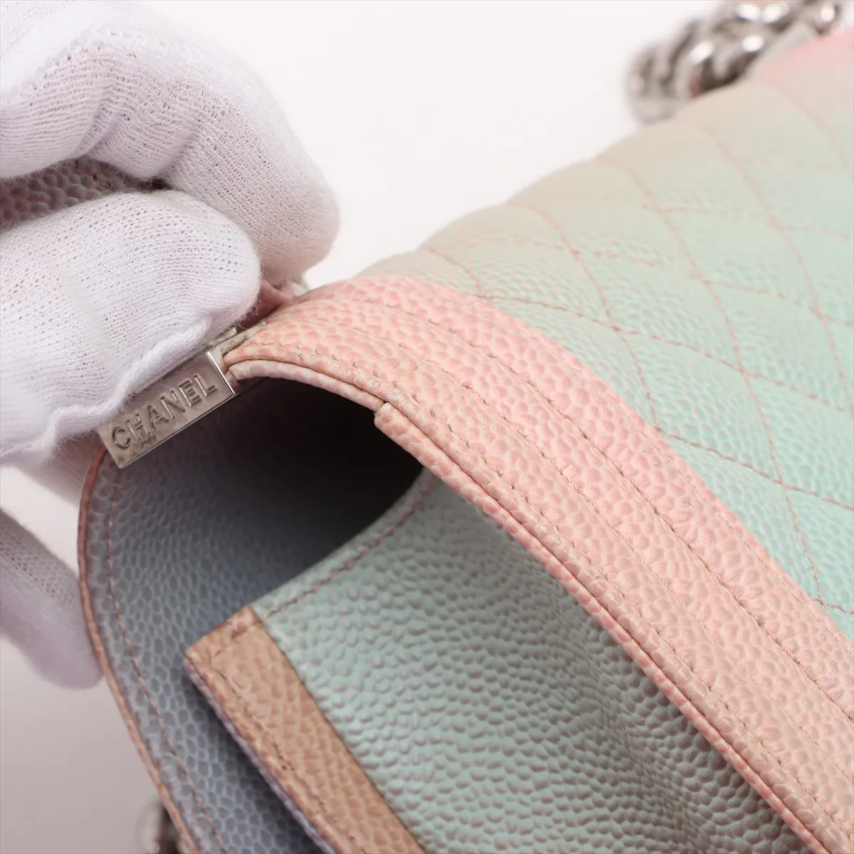Boy Chanel 20 Small Caviar Skin Chain Shoulder Bag Multicolor Gold Hardware 25372791 25th Series A67085 — view 11