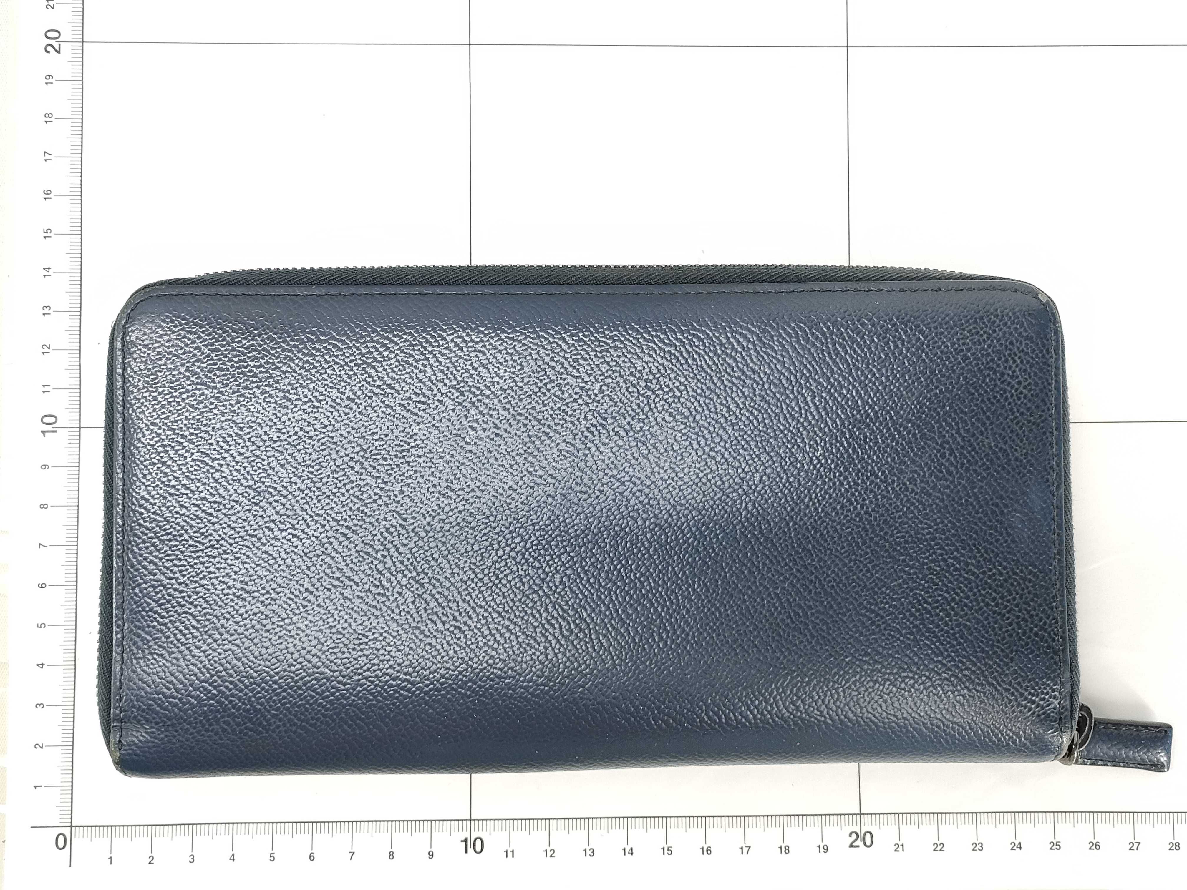 logo plate long wallet leather navy wallet — view 2