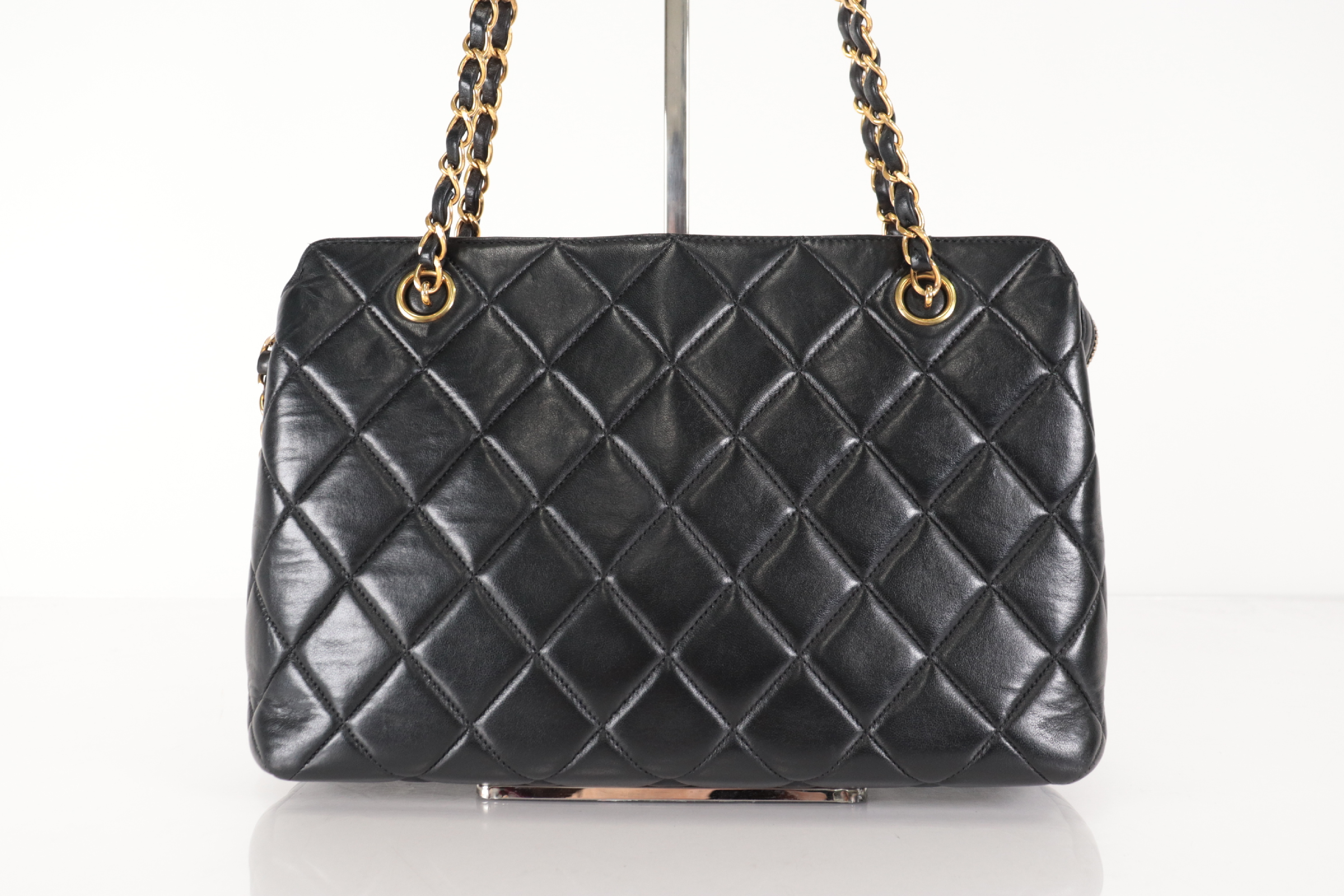 Matelassé Lambskin Chain Tote Bag — view 3