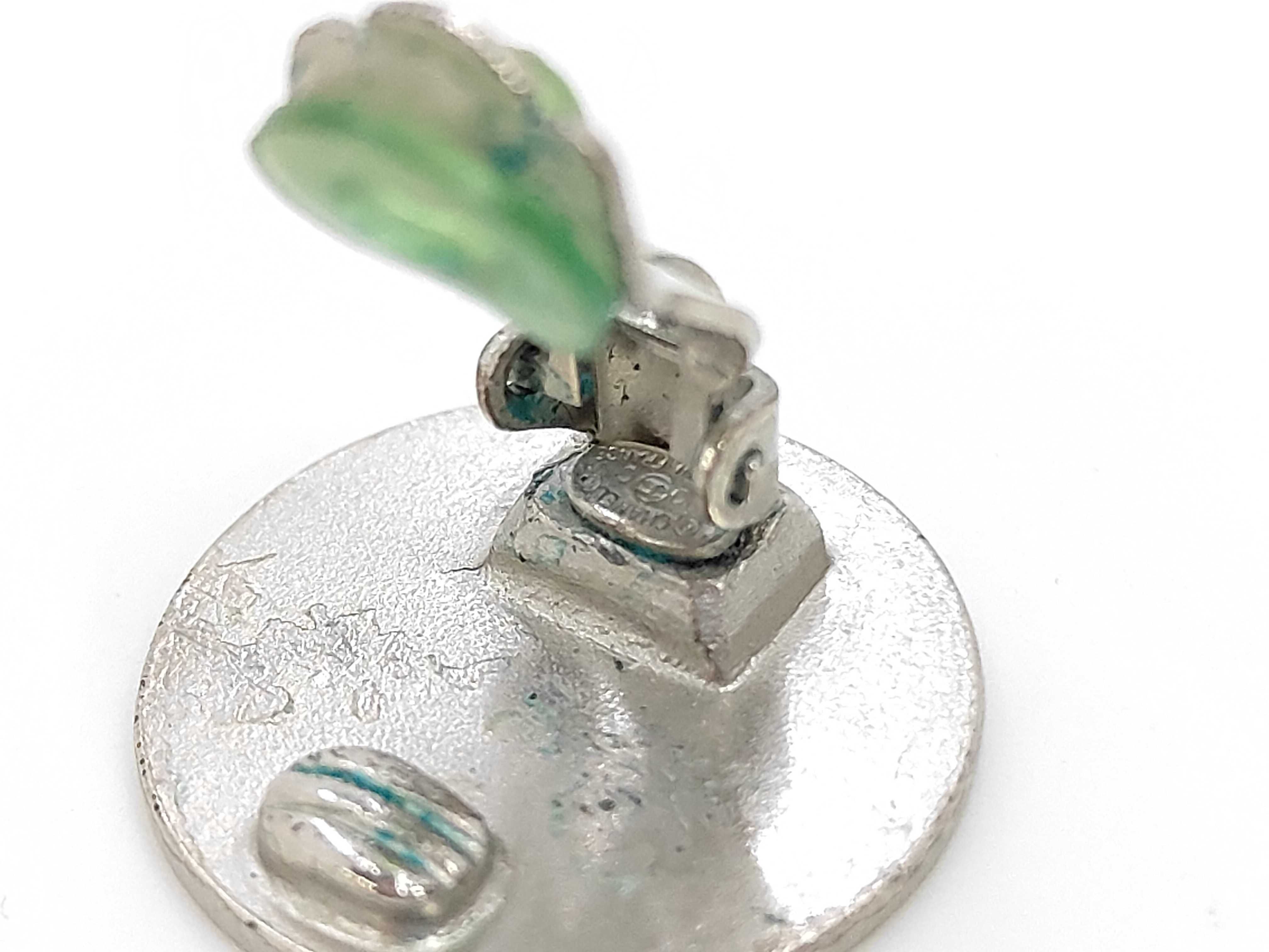 Silver Metal Coco Mark 2000 CROISIERE Earrings (Verdigris) — view 5