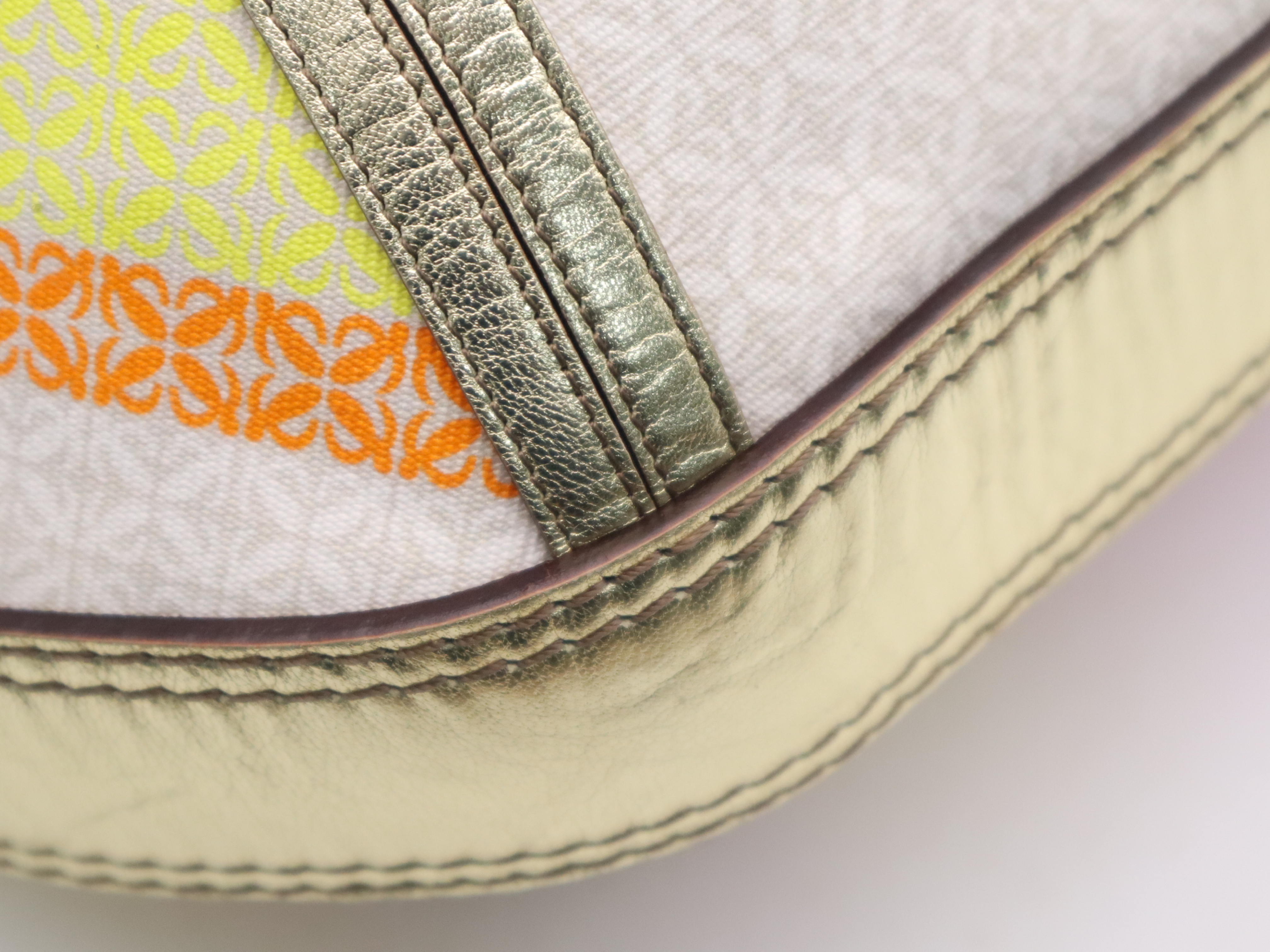 Canvas x Leather Shoulder Bag with Gold Hardware — view 12