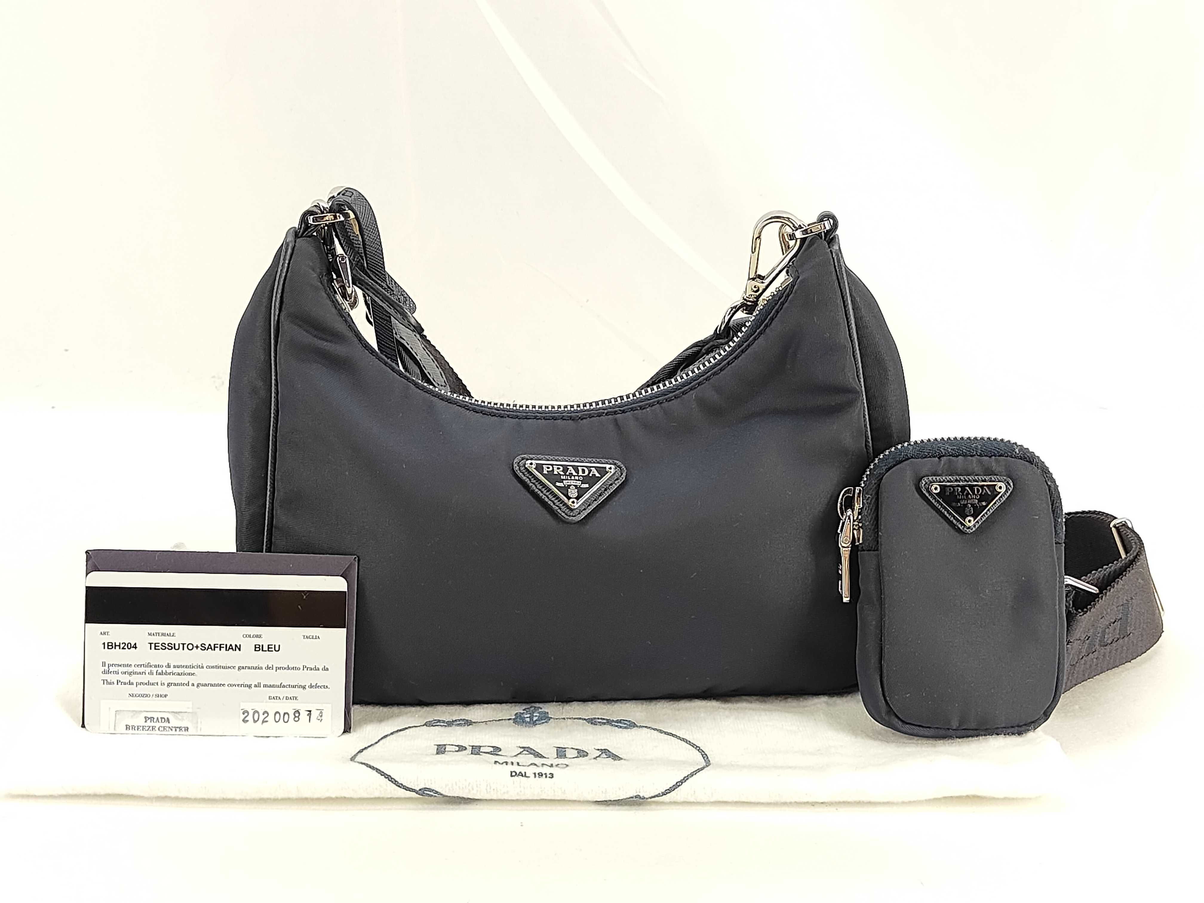 Nylon Prada Re-Edition 2005 Re-Nylon 2-Way Shoulder Bag with Mini Pouch, Navy, Silver Hardware Shoulder Bag