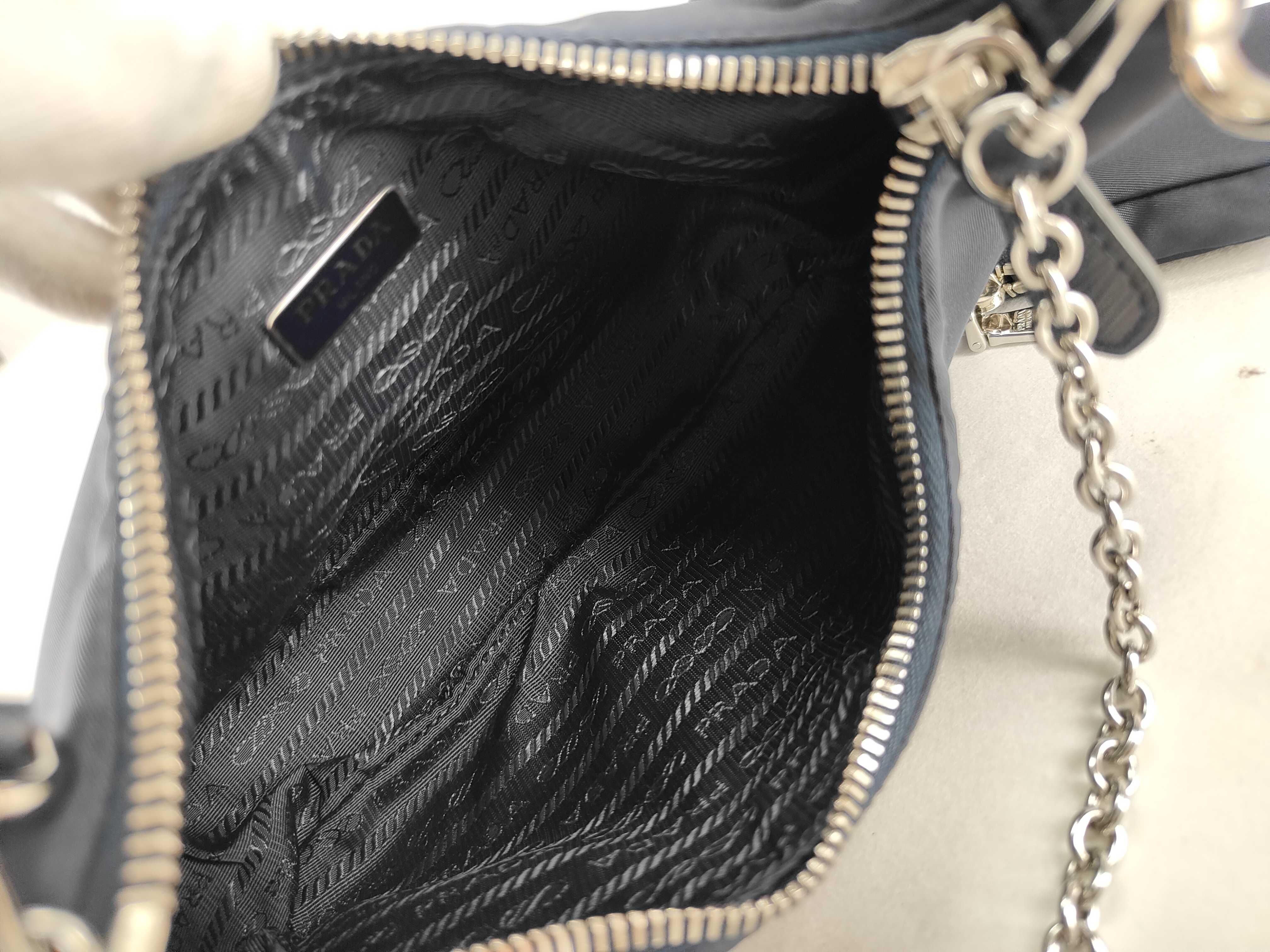 Nylon Prada Re-Edition 2005 Re-Nylon 2-Way Shoulder Bag with Mini Pouch, Navy, Silver Hardware Shoulder Bag — view 13