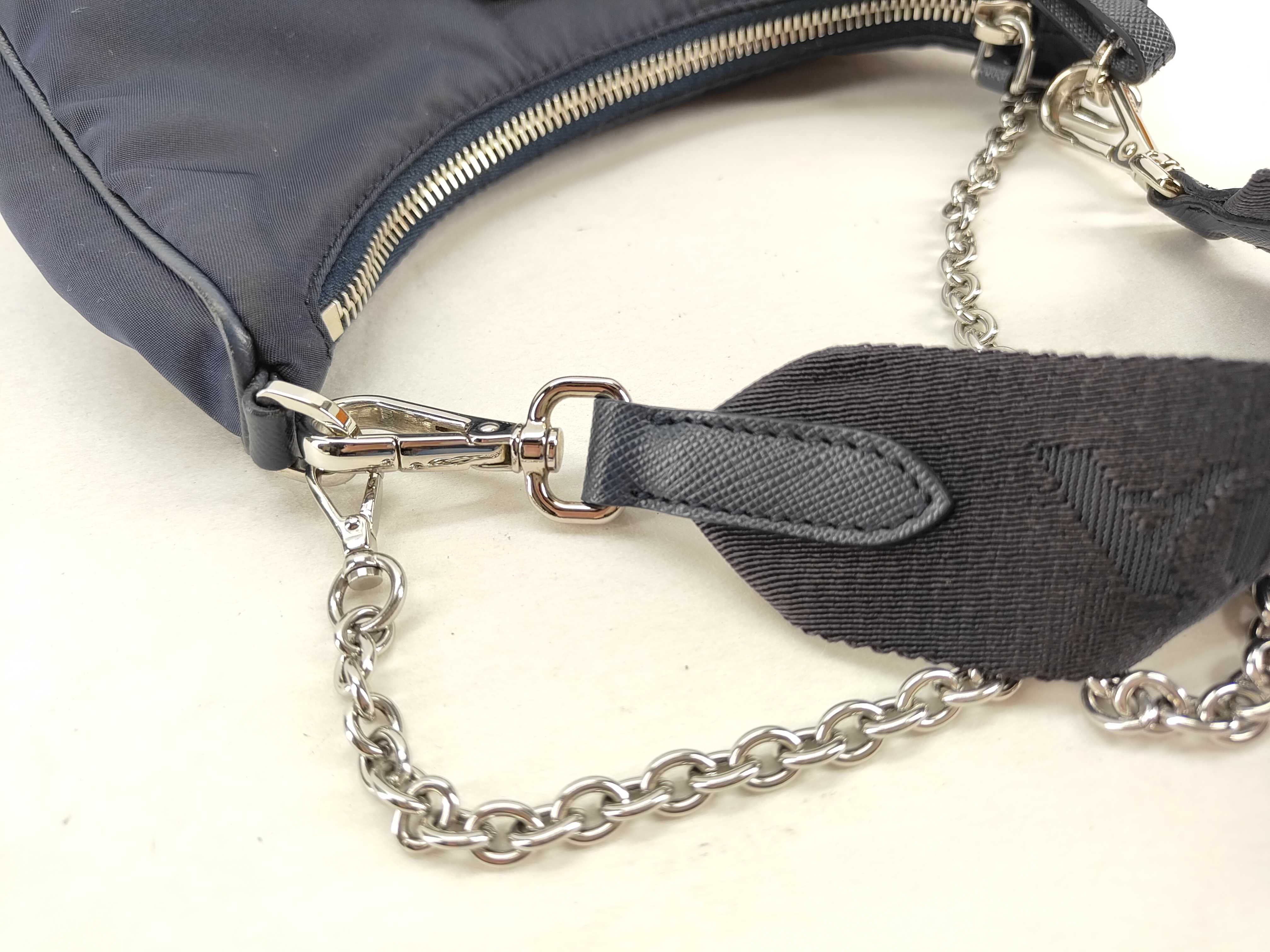 Nylon Prada Re-Edition 2005 Re-Nylon 2-Way Shoulder Bag with Mini Pouch, Navy, Silver Hardware Shoulder Bag — view 5