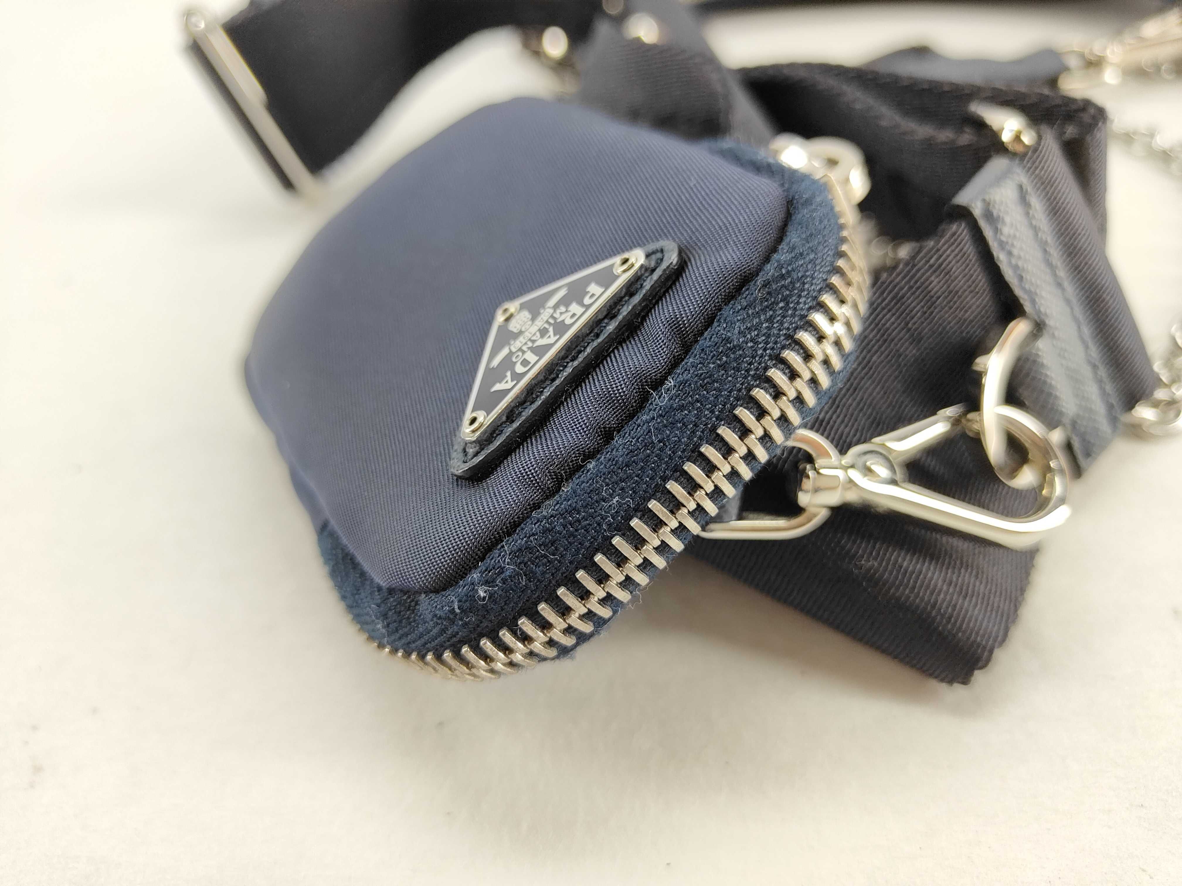 Nylon Prada Re-Edition 2005 Re-Nylon 2-Way Shoulder Bag with Mini Pouch, Navy, Silver Hardware Shoulder Bag — view 7