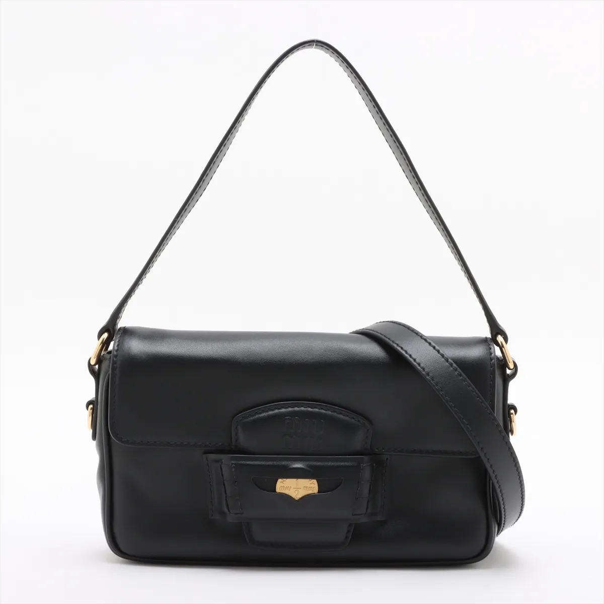 Penny Leather 2WAY Shoulder Bag Black