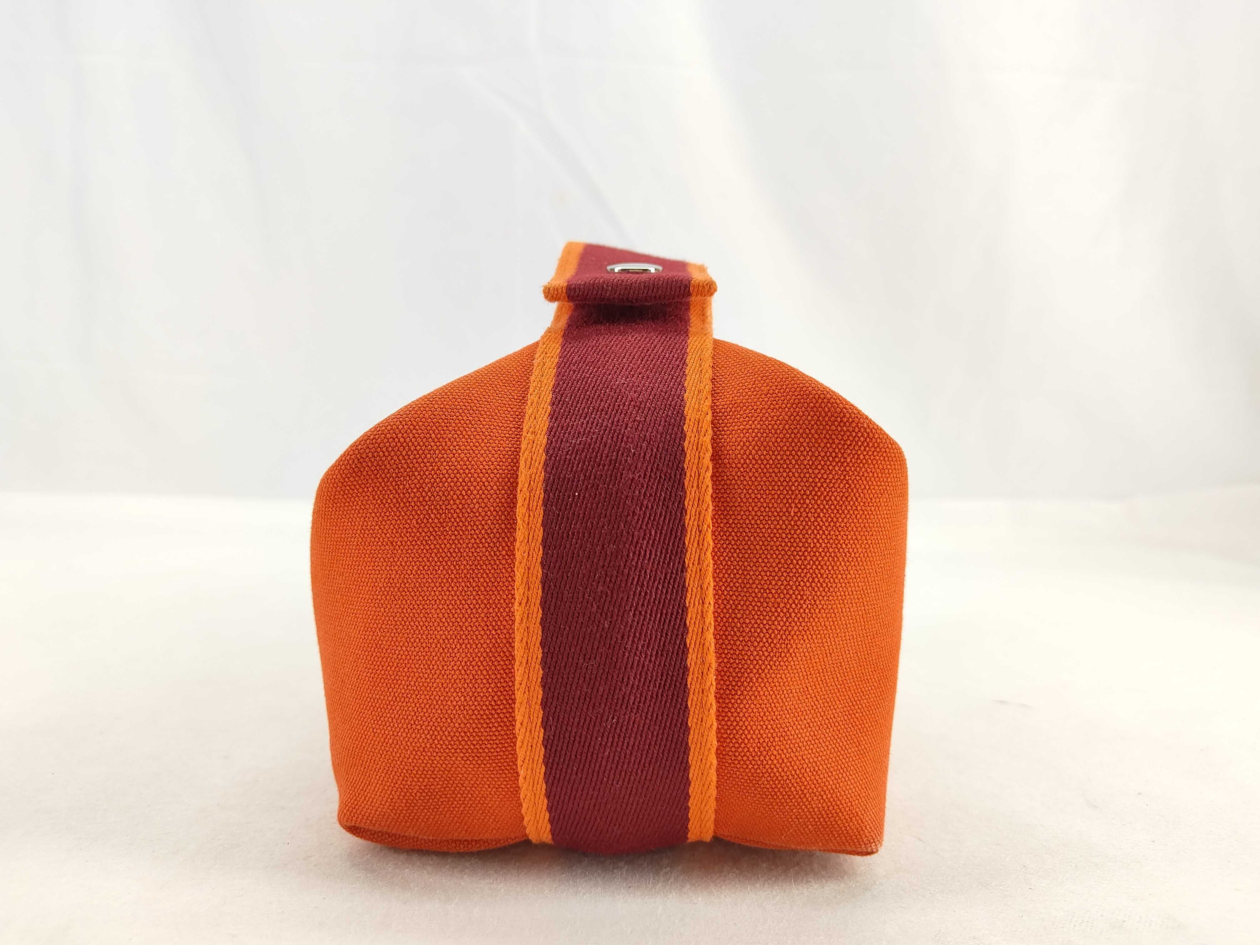 Brides à Black GM Canvas Orange Silver Hardware Pouch — view 3