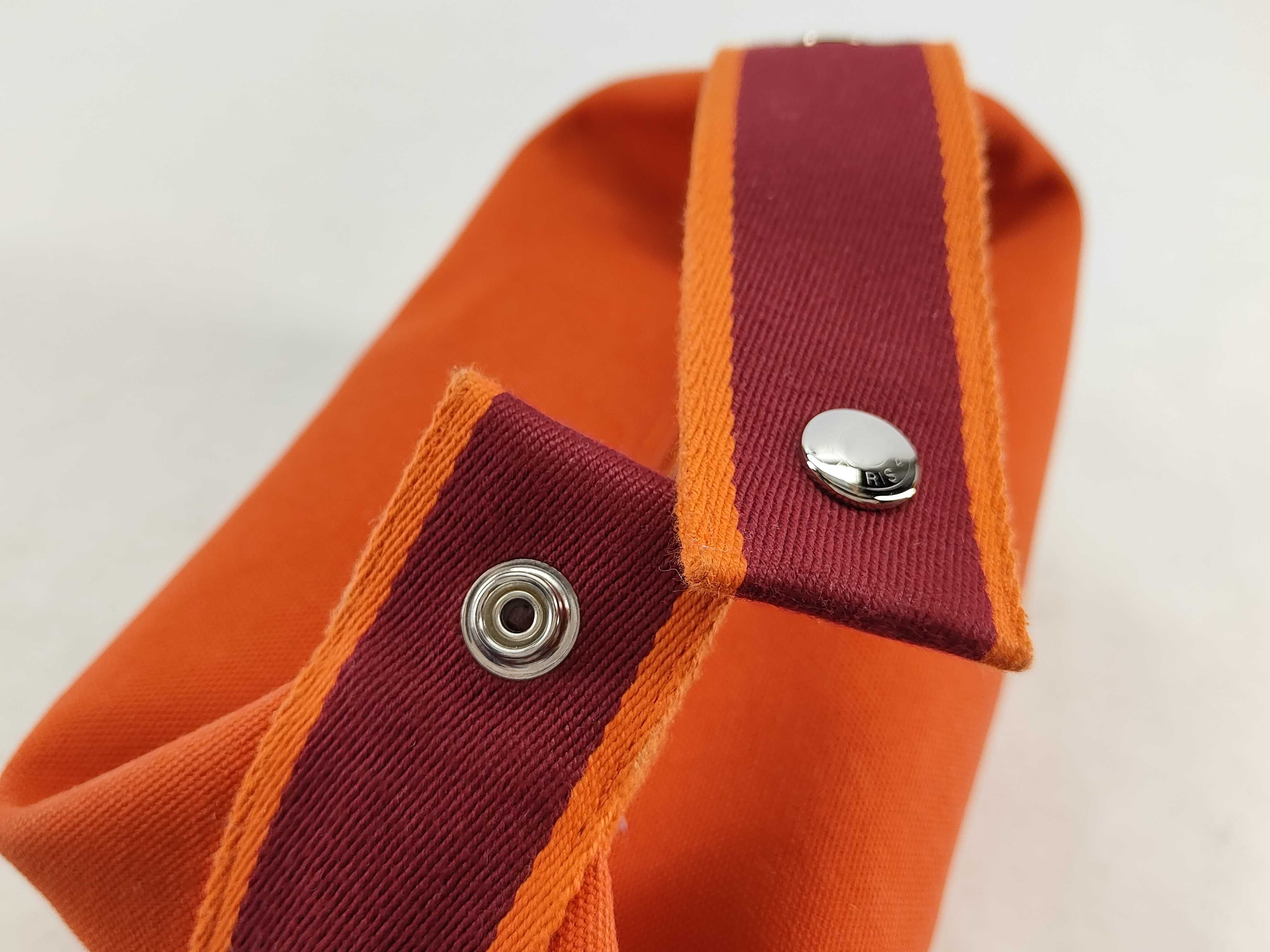 Brides à Black GM Canvas Orange Silver Hardware Pouch — view 4