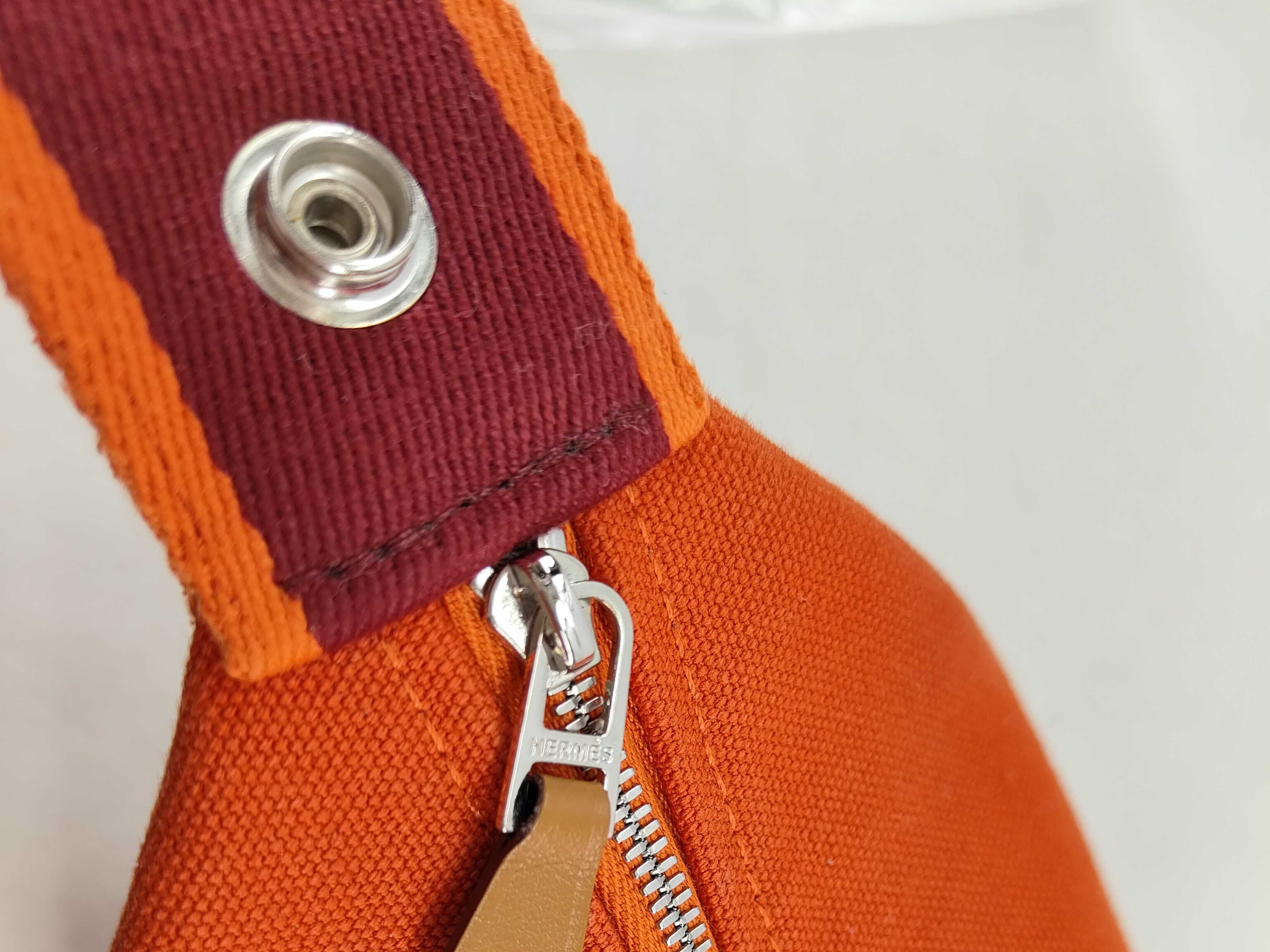 Brides à Black GM Canvas Orange Silver Hardware Pouch — view 6