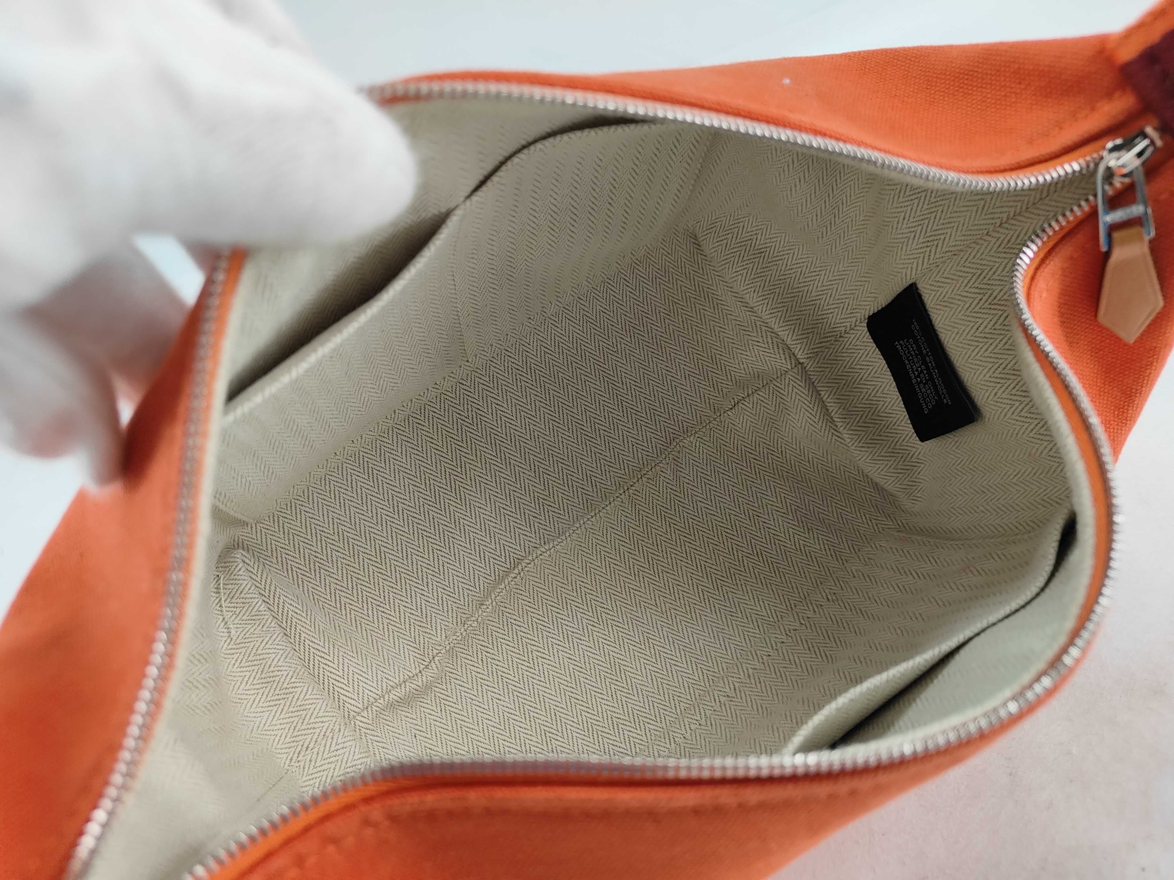 Brides à Black GM Canvas Orange Silver Hardware Pouch — view 9