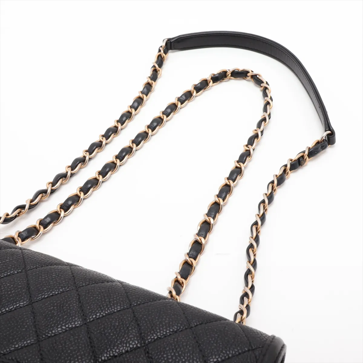 CC Filigree Caviar Skin Single Flap Double Chain Bag, Black with Gold Hardware, 24731957, serial number in the 24 range. — view 5