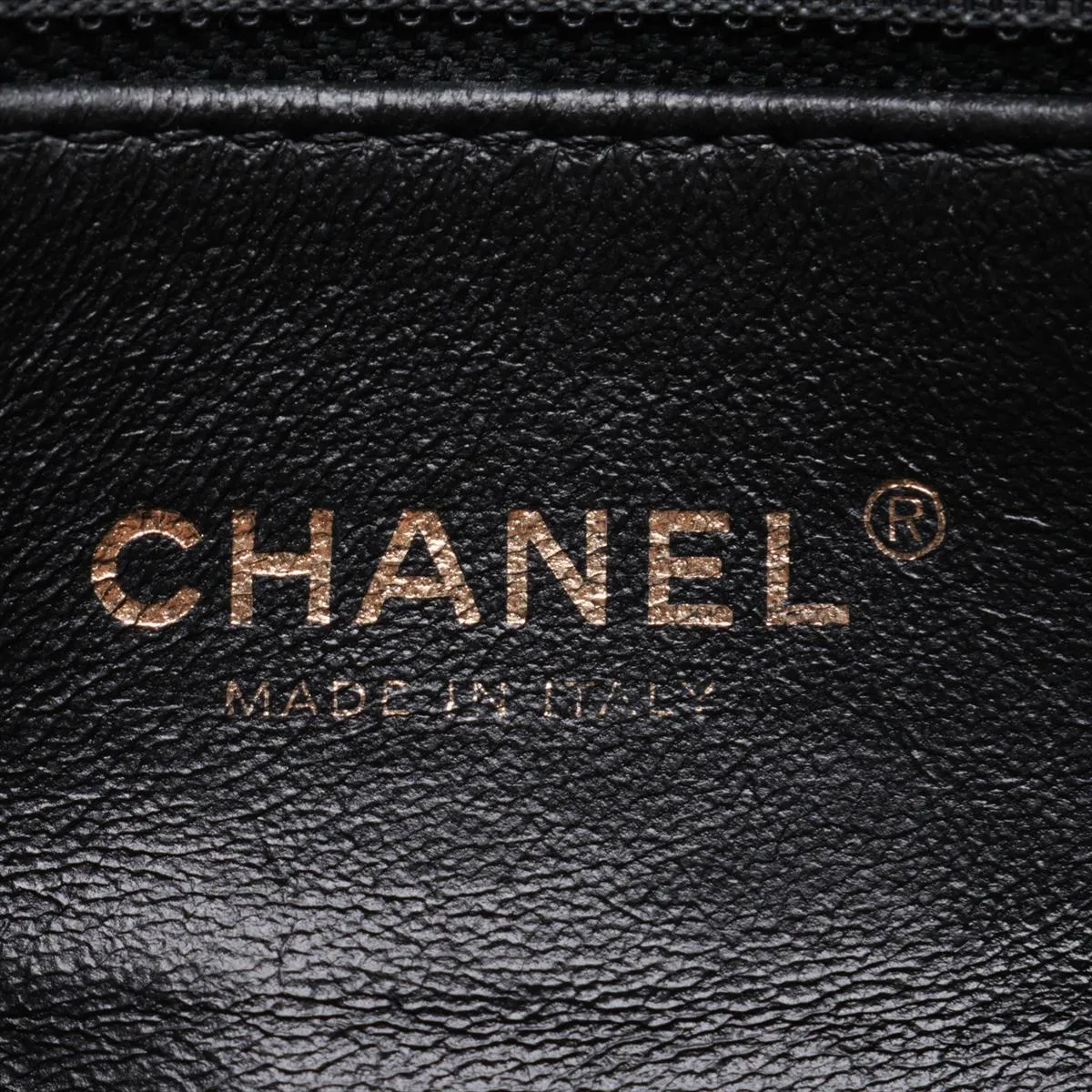 CC Filigree Caviar Skin Single Flap Double Chain Bag, Black with Gold Hardware, 24731957, serial number in the 24 range. — view 8