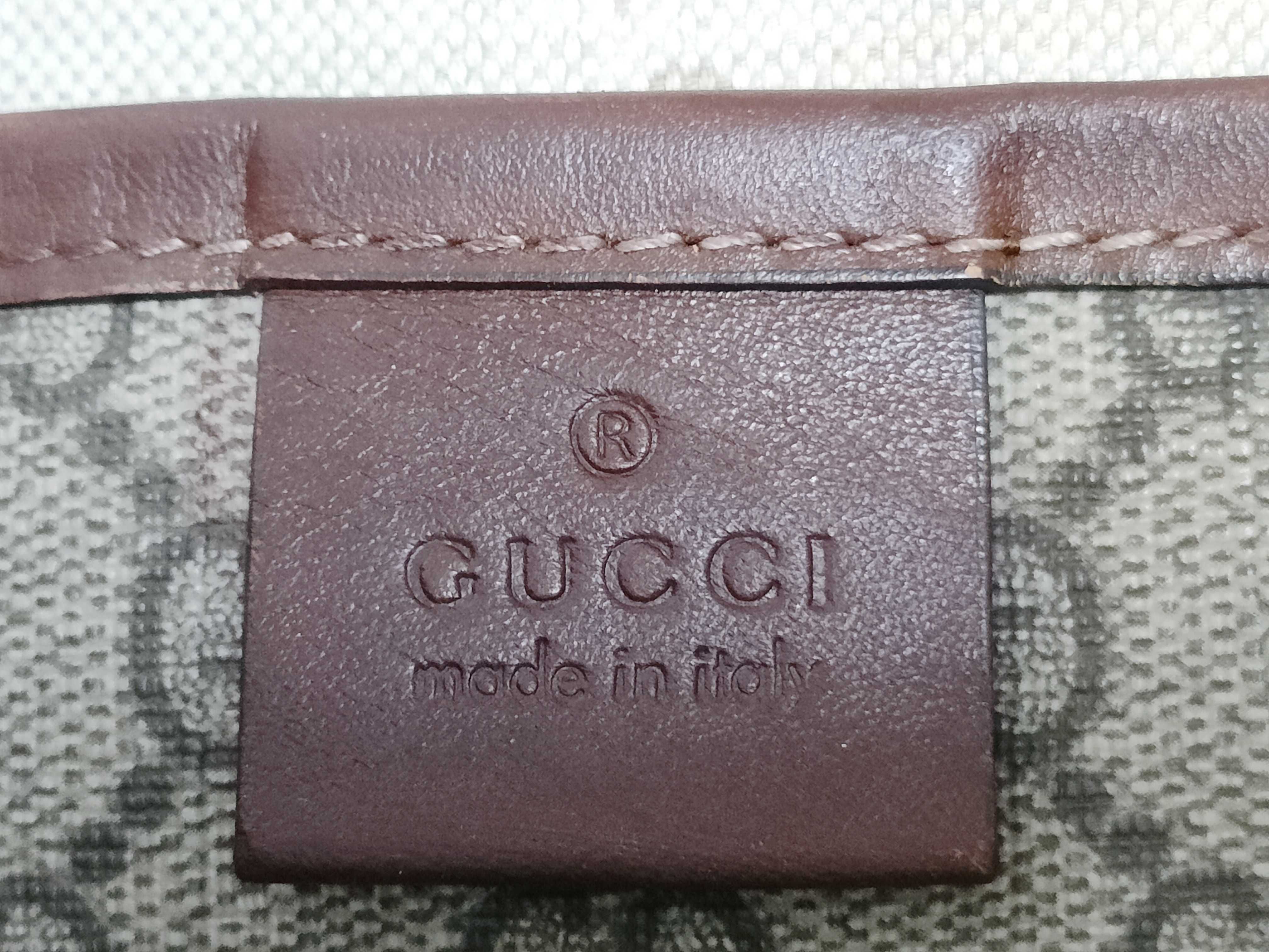 GG Supreme PVC GG Logo Brown Leather Trimming Web Loop Tote Bag — view 11