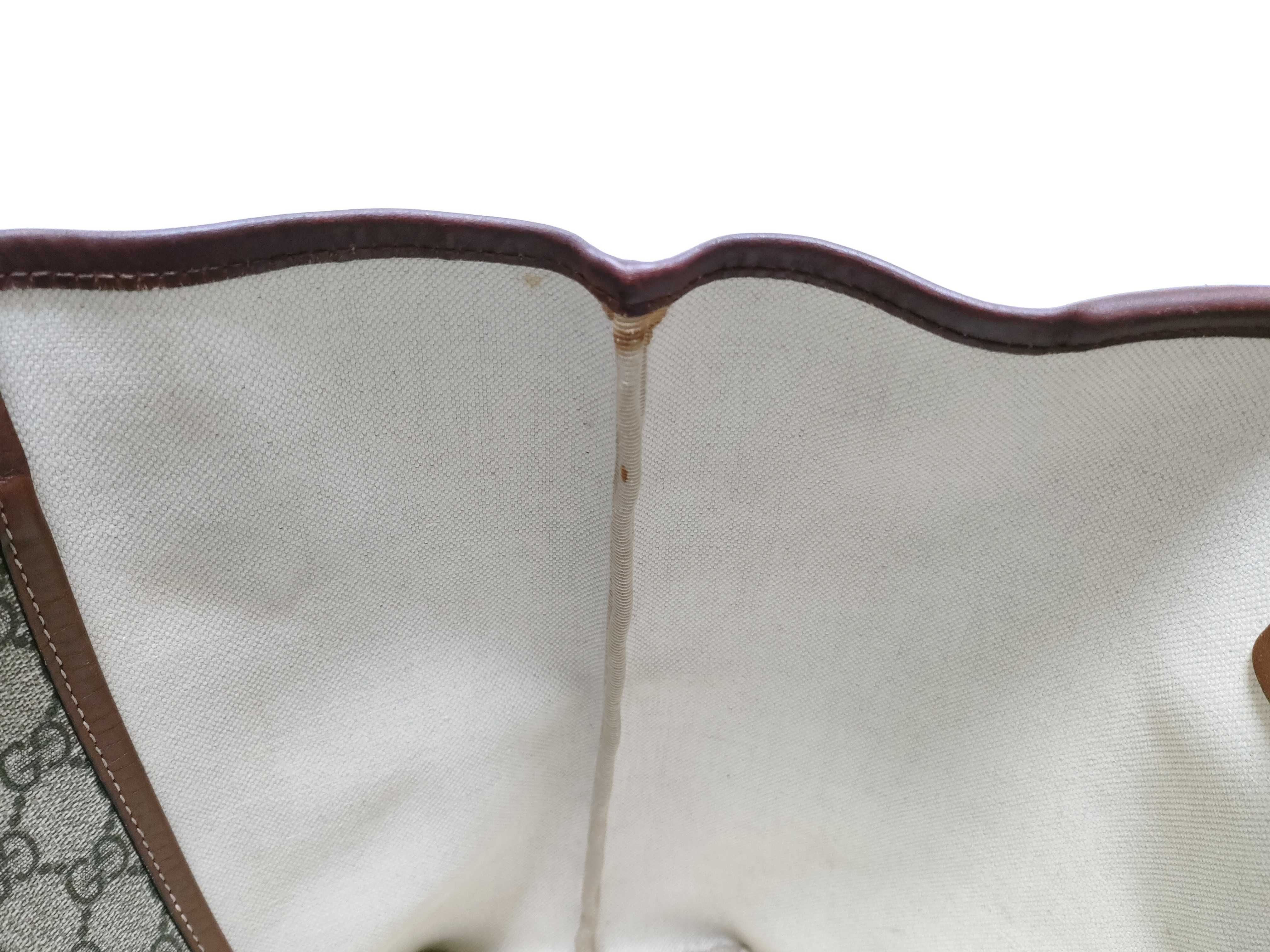 GG Supreme PVC GG Logo Brown Leather Trimming Web Loop Tote Bag — view 8