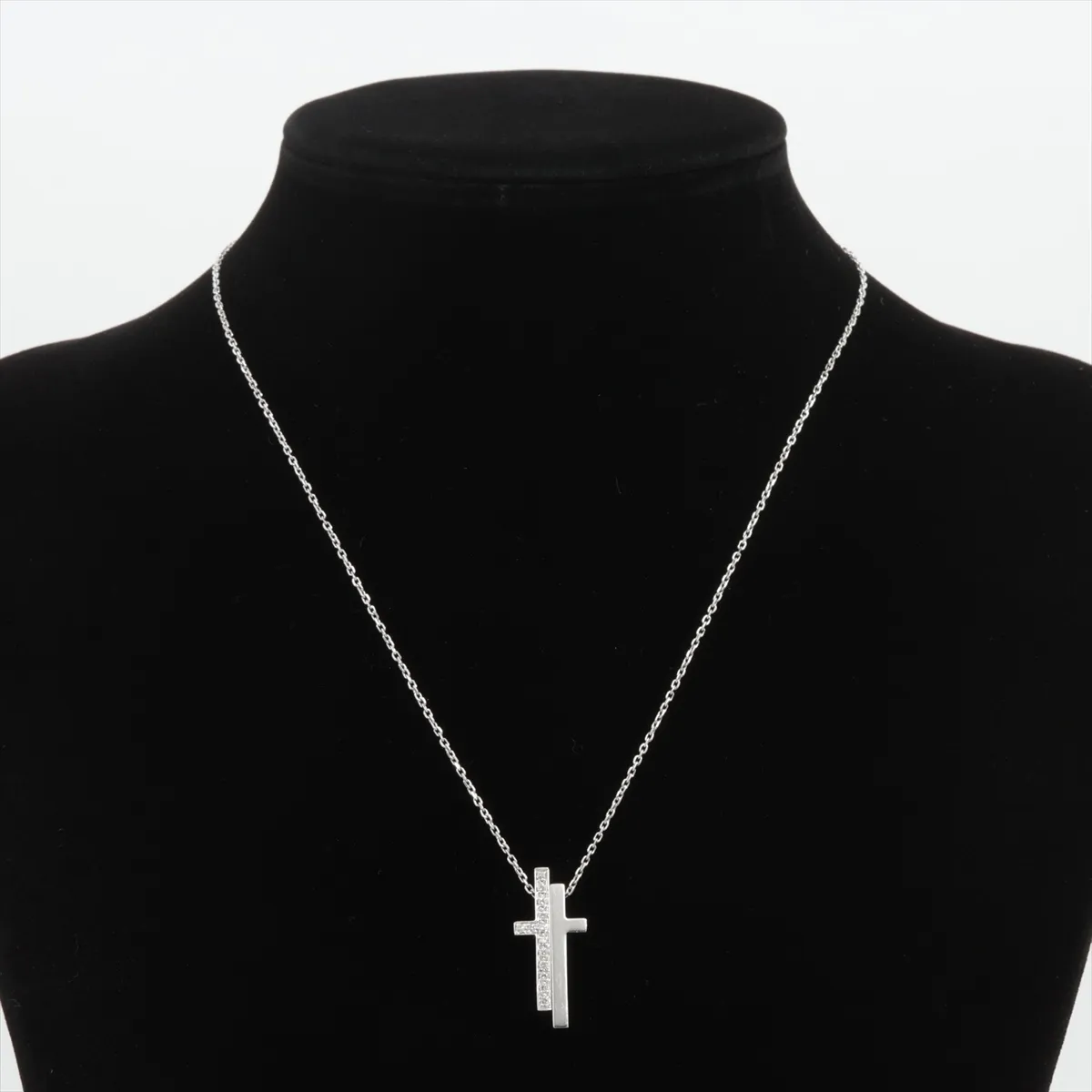 Separate Cross Diamond Necklace 750(WG) 9.6g Metal thread — view 5