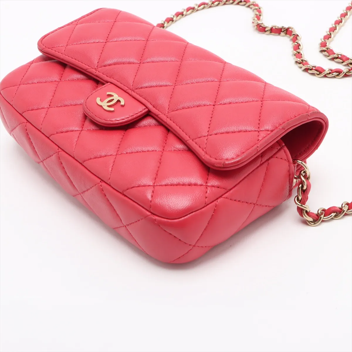 Matelassé Lambskin Chain Wallet, Pink, Gold Hardware, U735TPBA, ​​Random Serial Number — view 3