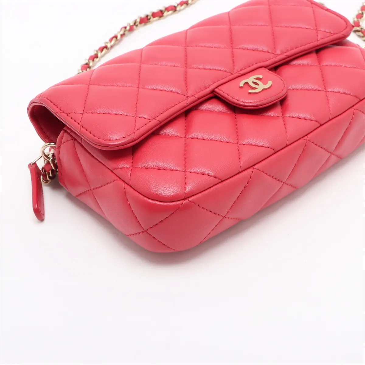 Matelassé Lambskin Chain Wallet, Pink, Gold Hardware, U735TPBA, ​​Random Serial Number — view 4