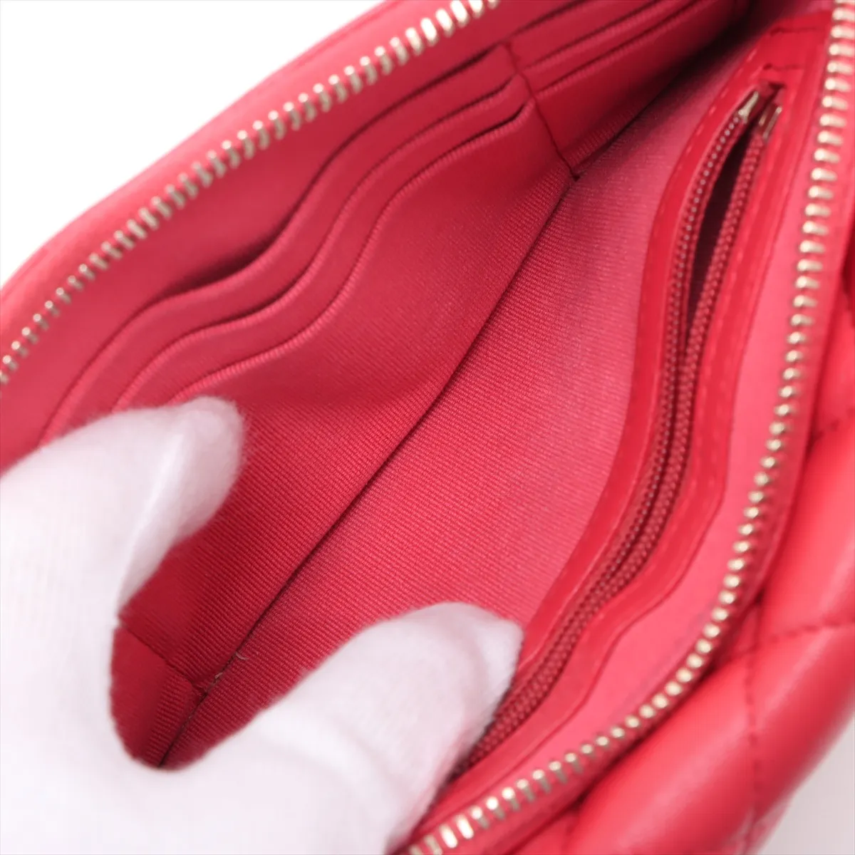 Matelassé Lambskin Chain Wallet, Pink, Gold Hardware, U735TPBA, ​​Random Serial Number — view 7