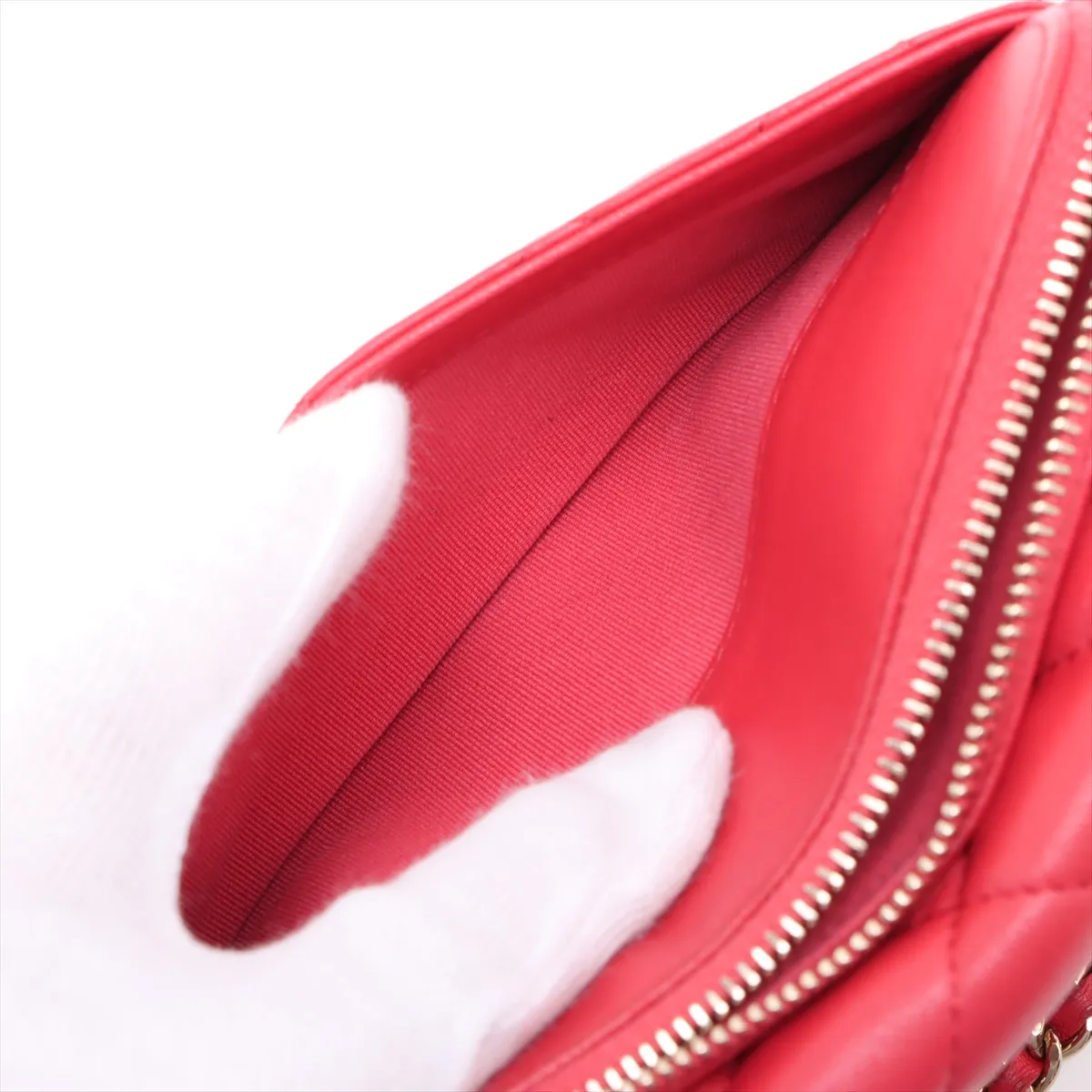 Matelassé Lambskin Chain Wallet, Pink, Gold Hardware, U735TPBA, ​​Random Serial Number — view 10