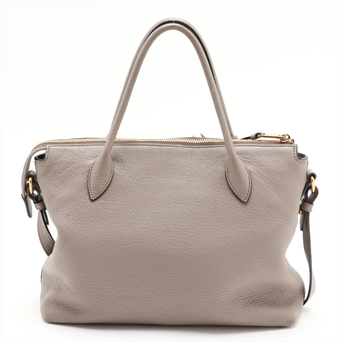 Vitello Daino 1BA157 Leather 2-Way Handbag, Gray — view 2