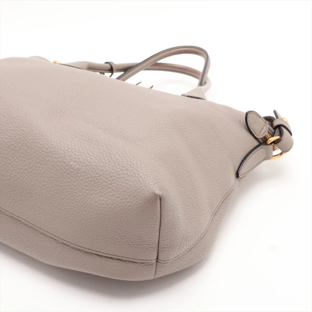 Vitello Daino 1BA157 Leather 2-Way Handbag, Gray — view 3