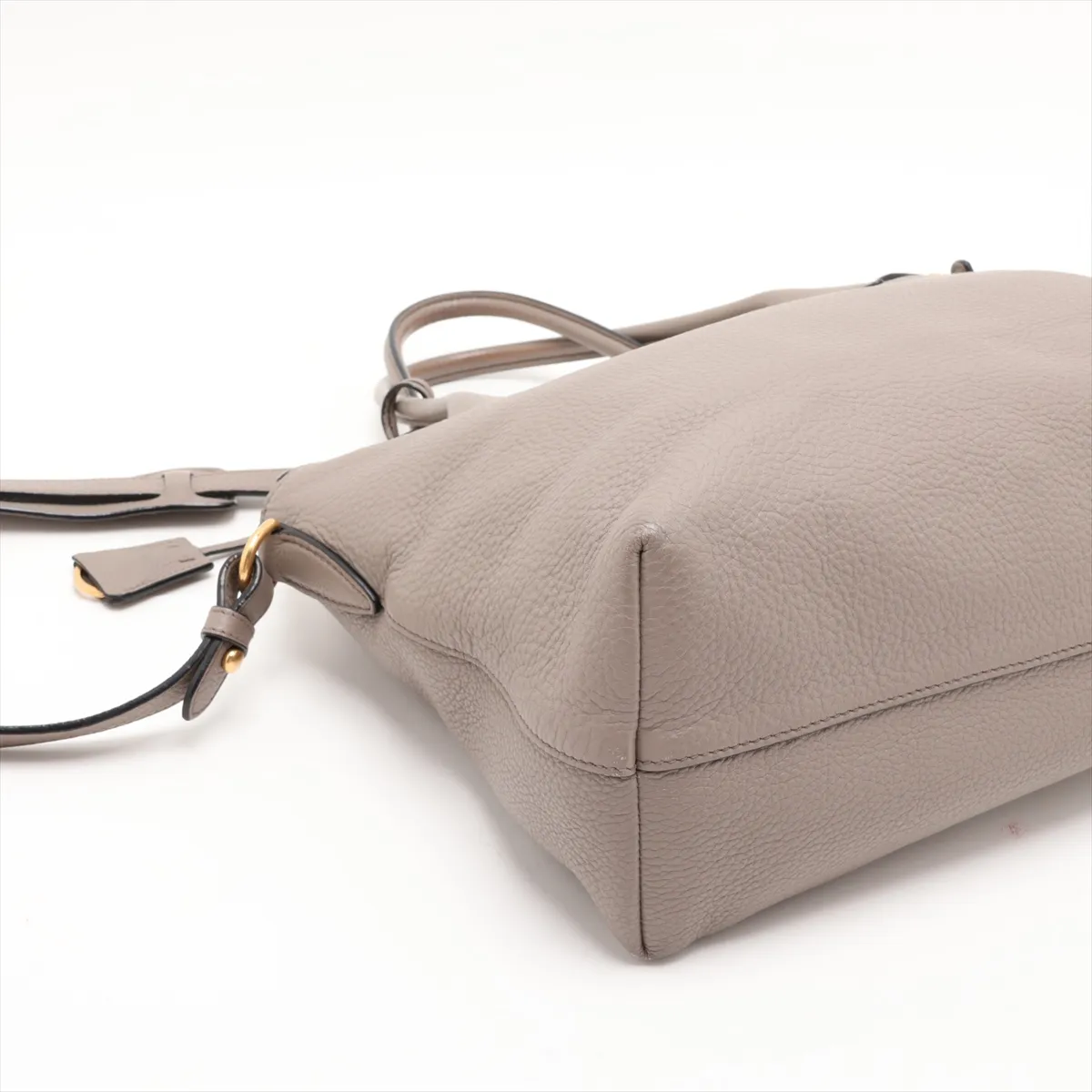 Vitello Daino 1BA157 Leather 2-Way Handbag, Gray — view 4