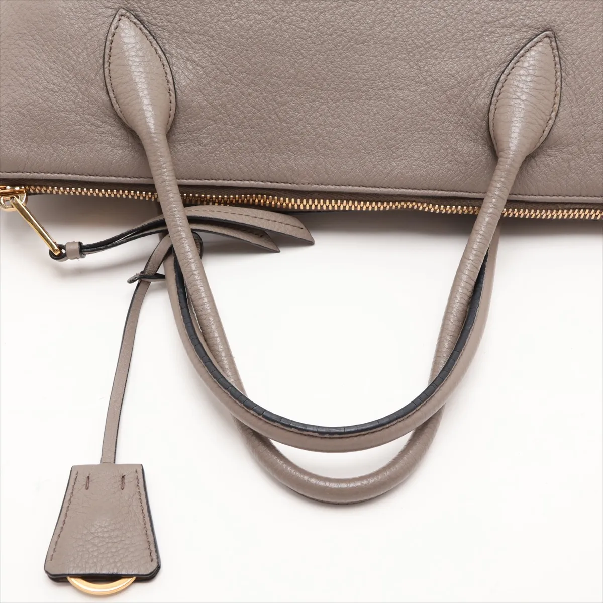 Vitello Daino 1BA157 Leather 2-Way Handbag, Gray — view 5