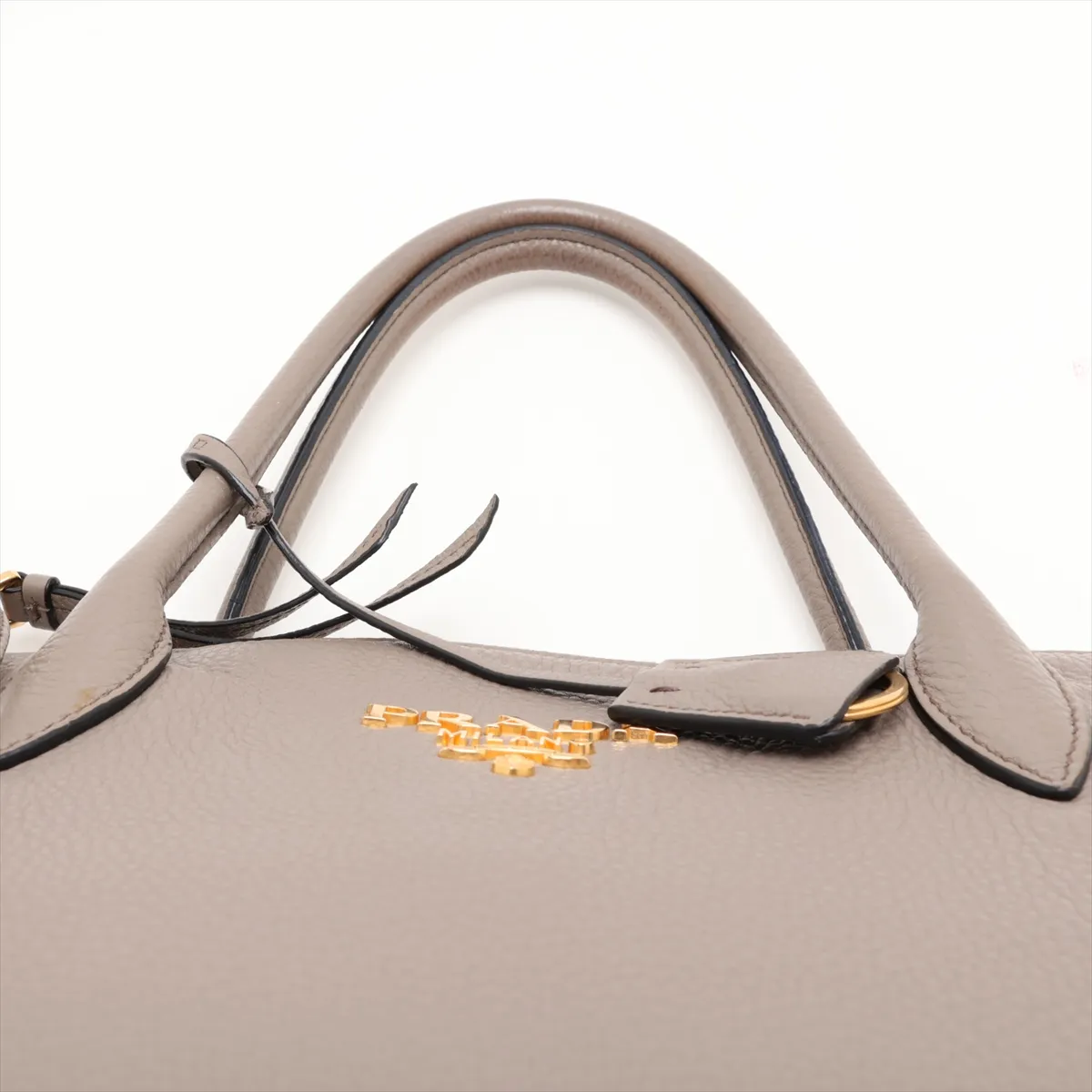 Vitello Daino 1BA157 Leather 2-Way Handbag, Gray — view 6