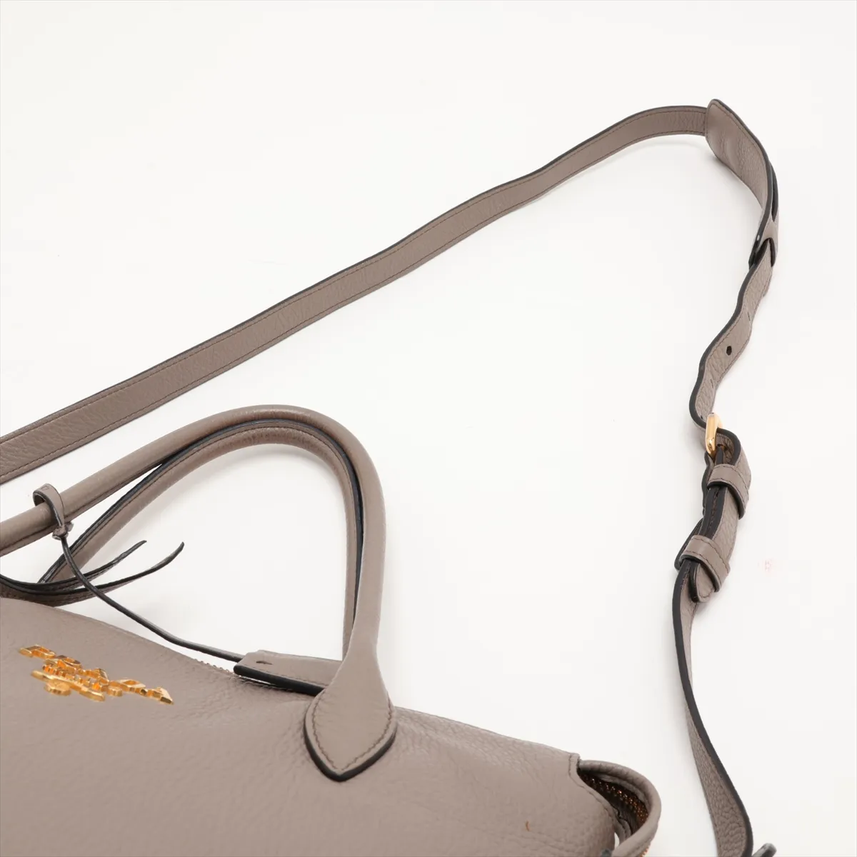 Vitello Daino 1BA157 Leather 2-Way Handbag, Gray — view 7