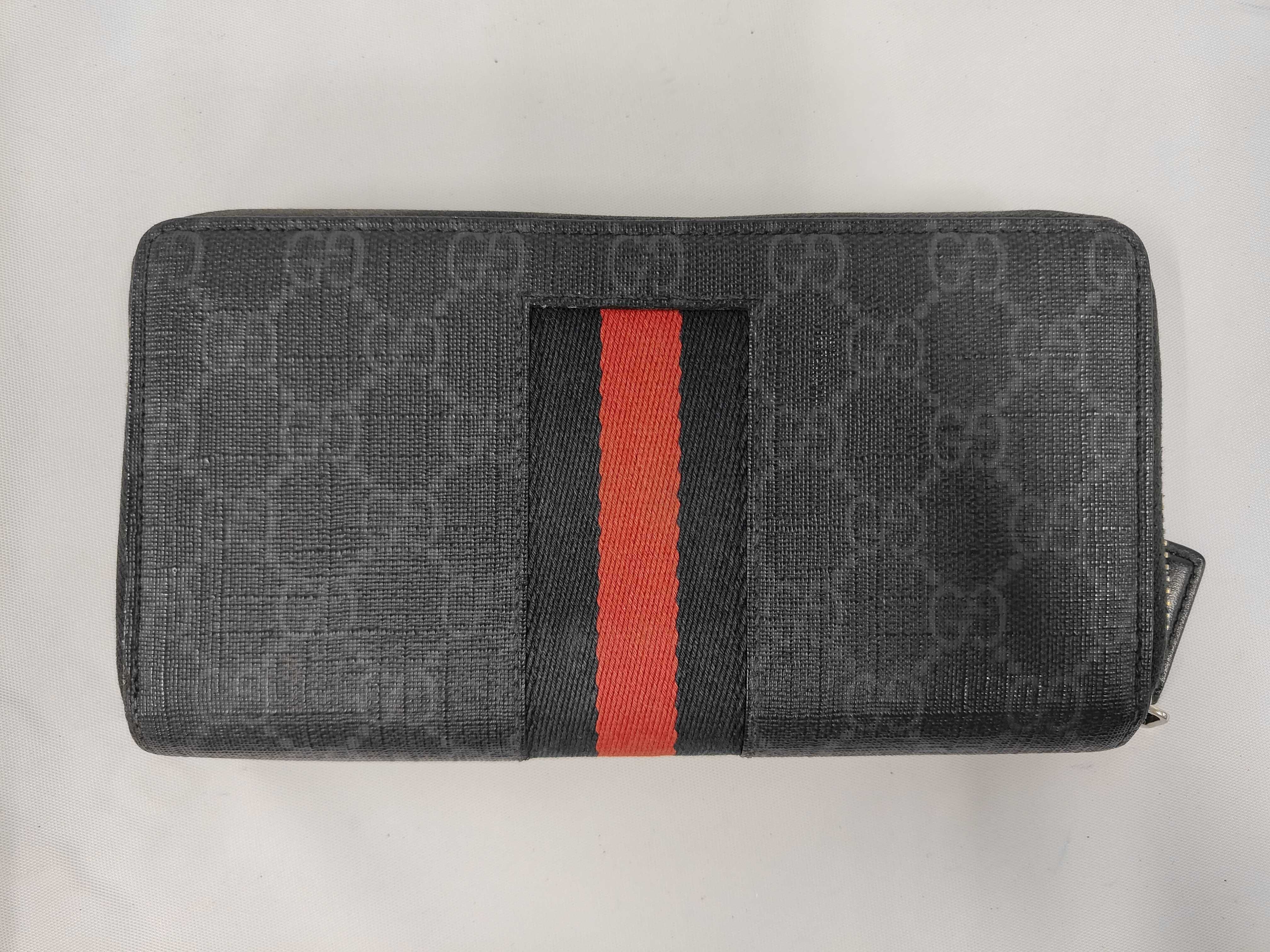 GG Supreme Sherry Long Wallet, Round, PVC, Black, 408831
