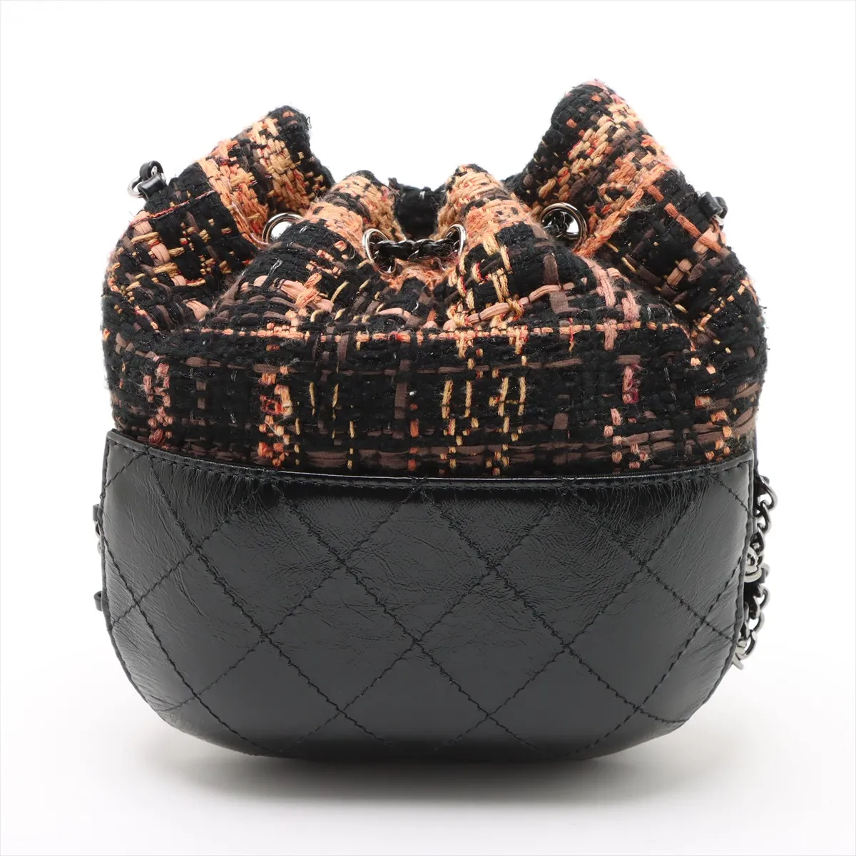Gabriel de Chanel tweed x leather chain shoulder bag black gold x silver hardware 25120533 25th series — view 2