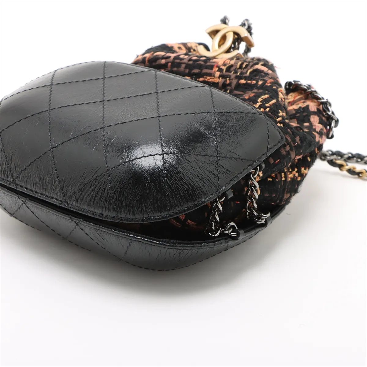Gabriel de Chanel tweed x leather chain shoulder bag black gold x silver hardware 25120533 25th series — view 3