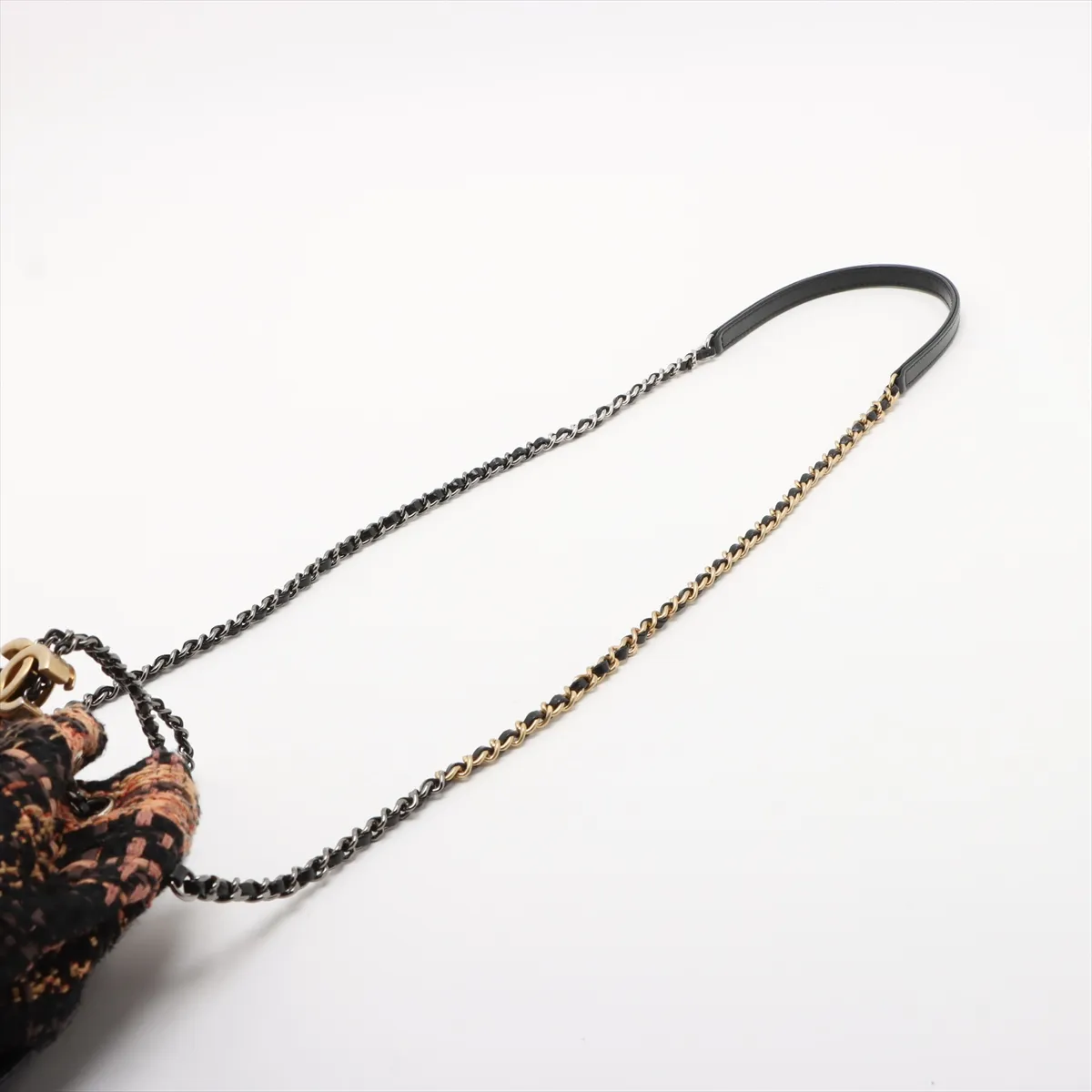 Gabriel de Chanel tweed x leather chain shoulder bag black gold x silver hardware 25120533 25th series — view 5