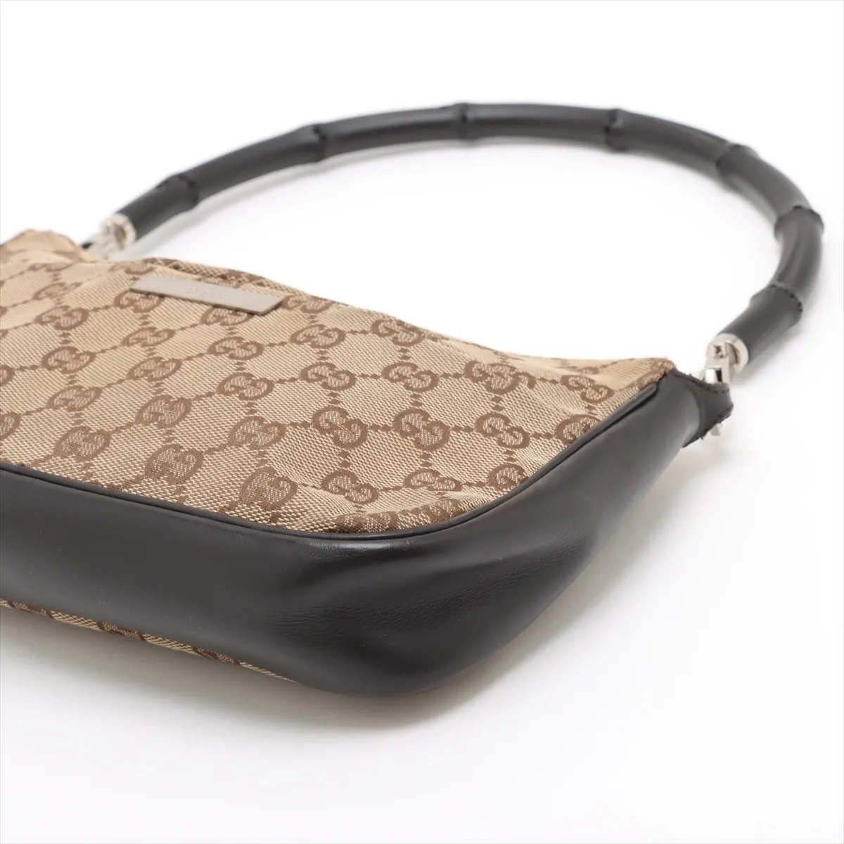 GG Canvas Bamboo Canvas x Leather Shoulder Bag Beige x Brown — view 3
