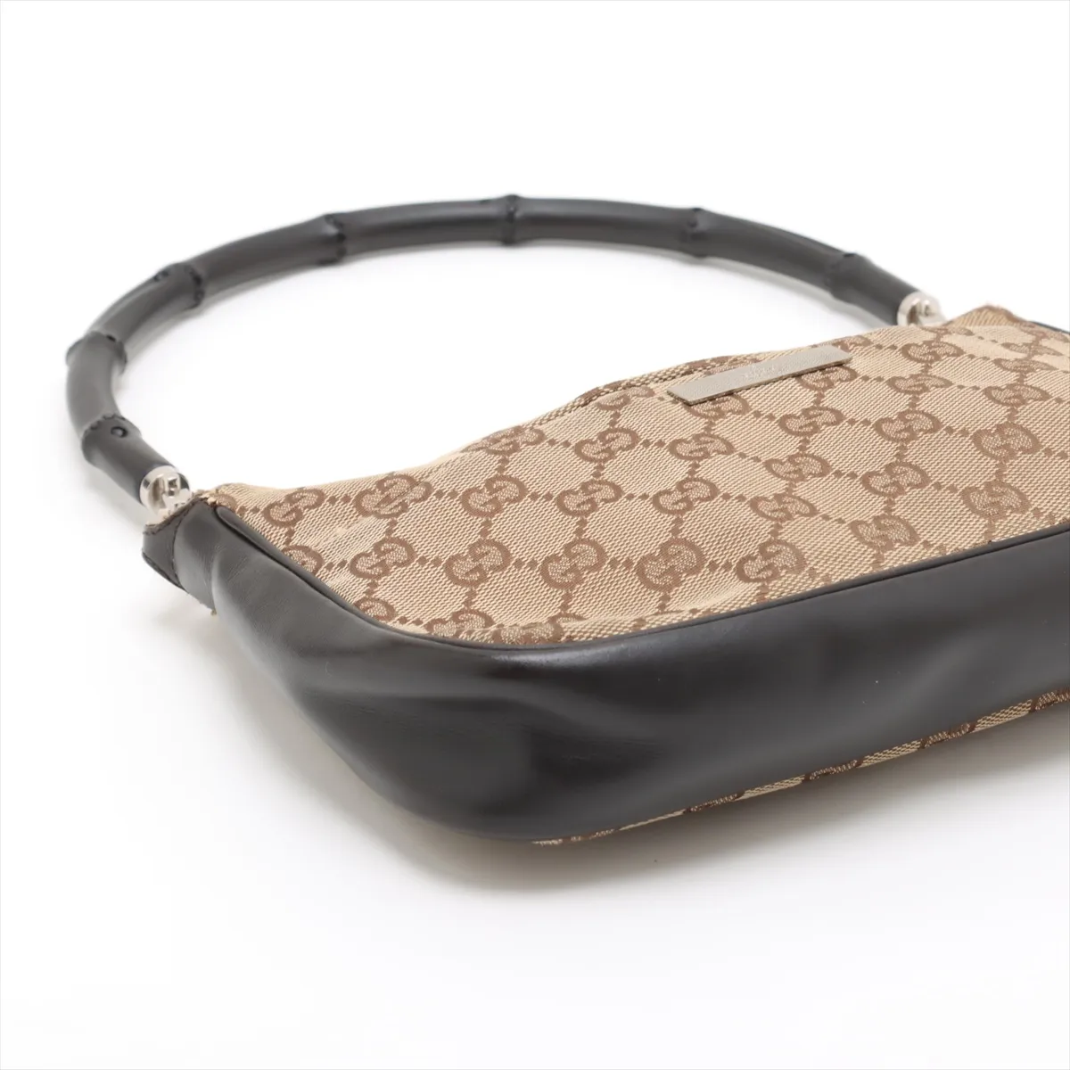 GG Canvas Bamboo Canvas x Leather Shoulder Bag Beige x Brown — view 4