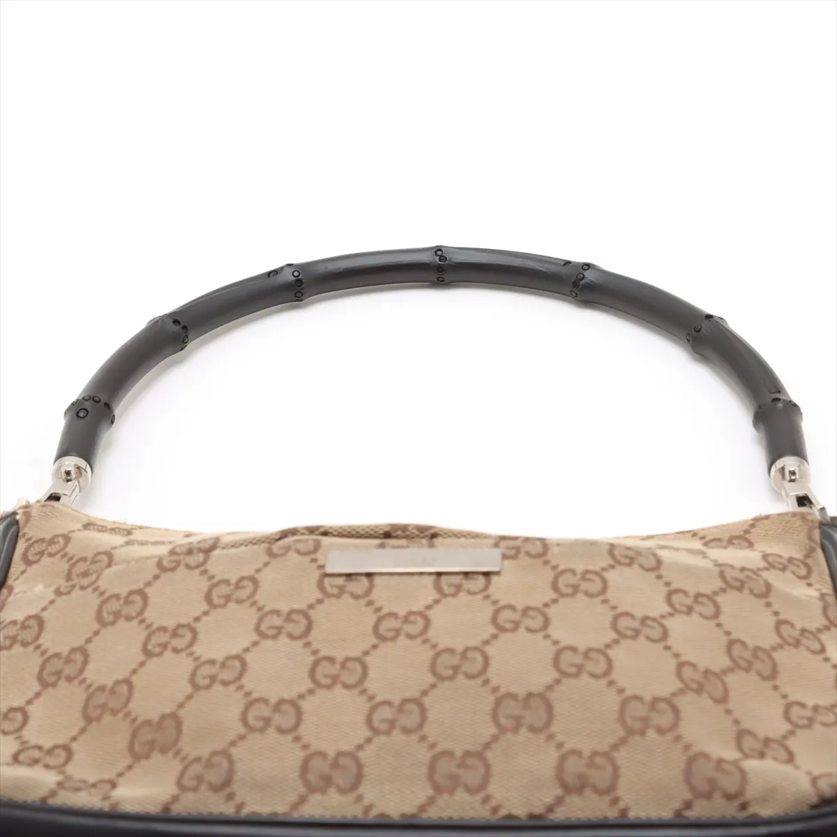 GG Canvas Bamboo Canvas x Leather Shoulder Bag Beige x Brown — view 6