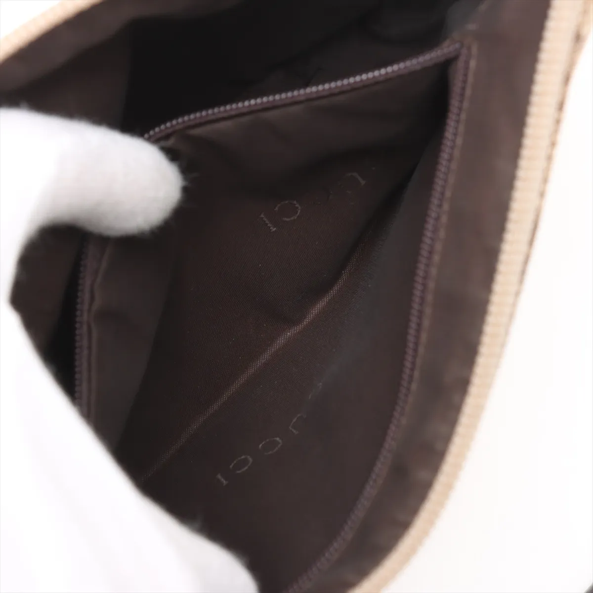 GG Canvas Bamboo Canvas x Leather Shoulder Bag Beige x Brown — view 8