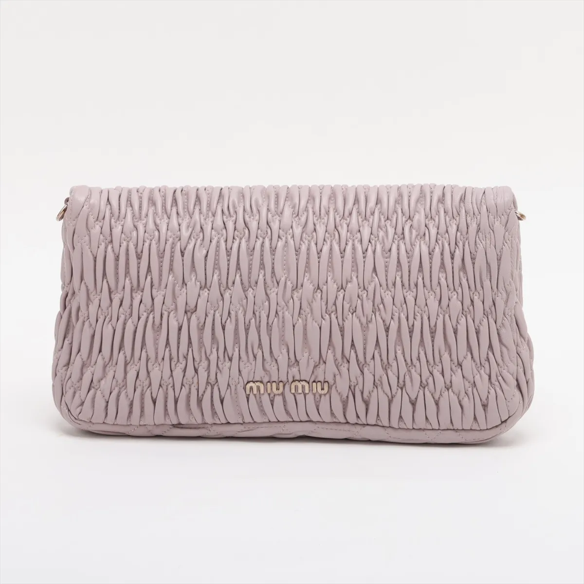 Matelassé Nappa Crystal Leather Chain Shoulder Bag, Pink — view 2