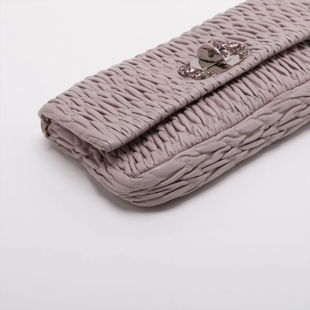 Matelassé Nappa Crystal Leather Chain Shoulder Bag, Pink — view 4